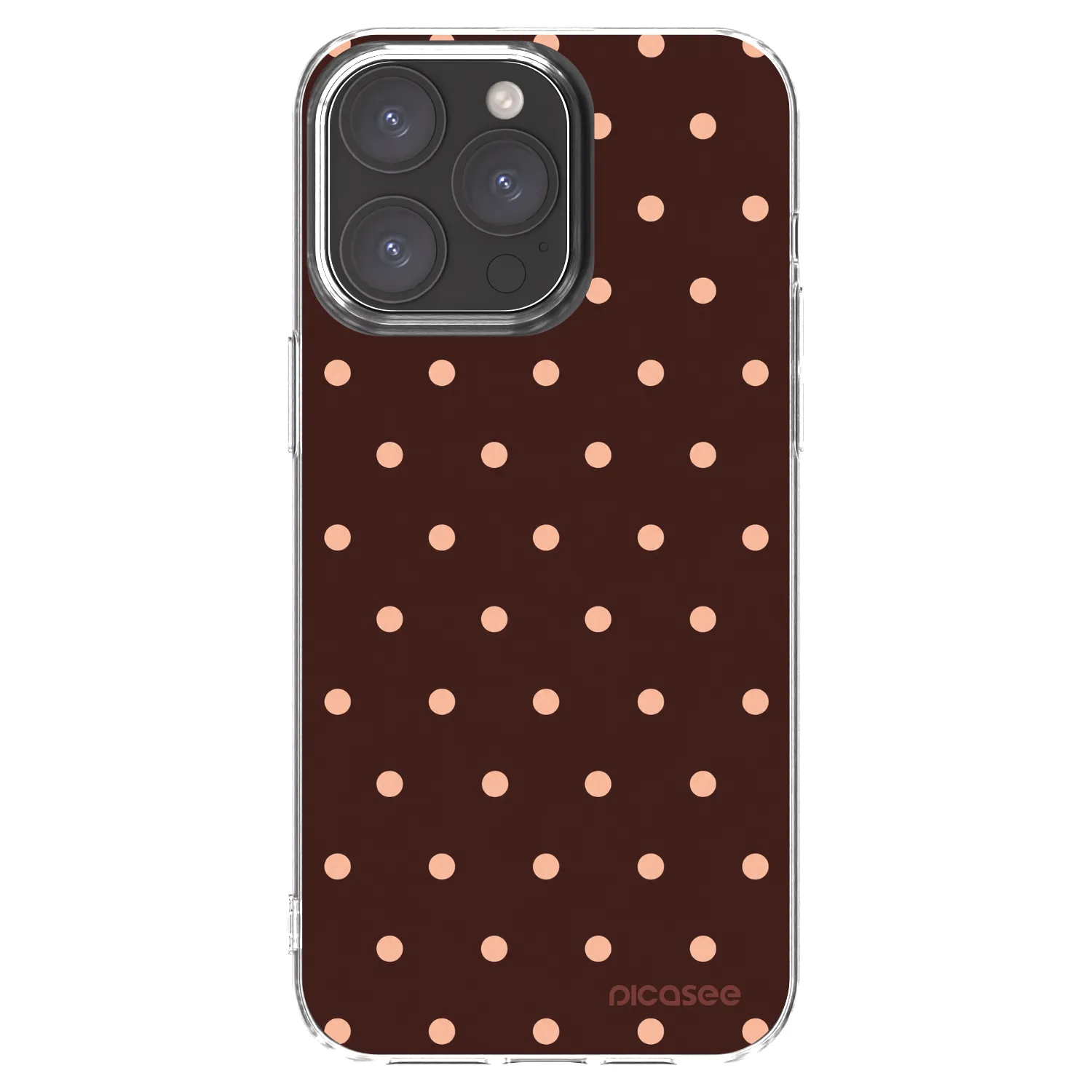 Picasee átlátszó szilikon tok az alábbi mobiltelefonokra Apple iPhone 15 Pro Max - Peach Dots & Chocolate