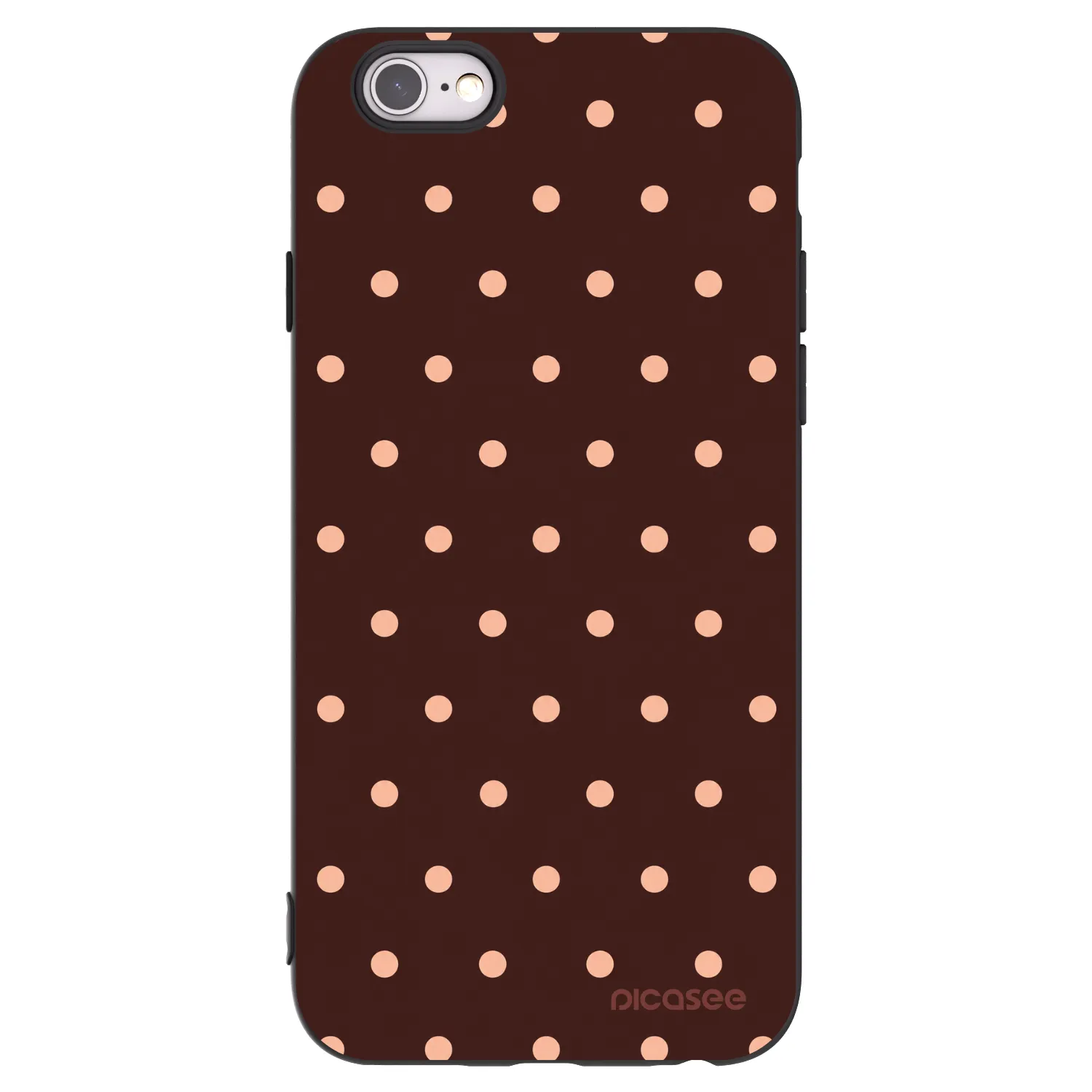 Picasee fekete szilikon tok az alábbi mobiltelefonokra Apple iPhone 6/6S - Peach Dots & Chocolate