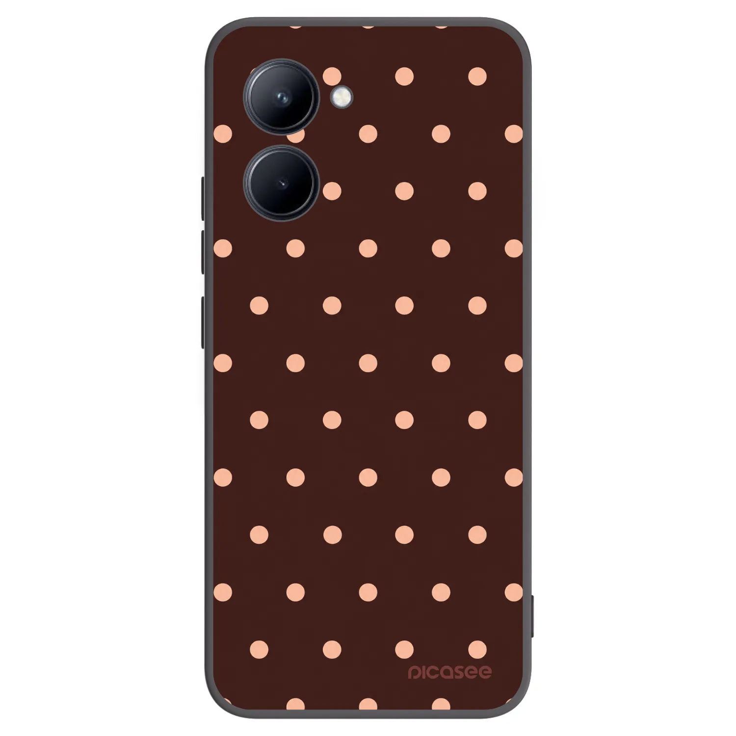 Picasee fekete szilikon tok az alábbi mobiltelefonokra Realme C33 (2023) - Peach Dots & Chocolate