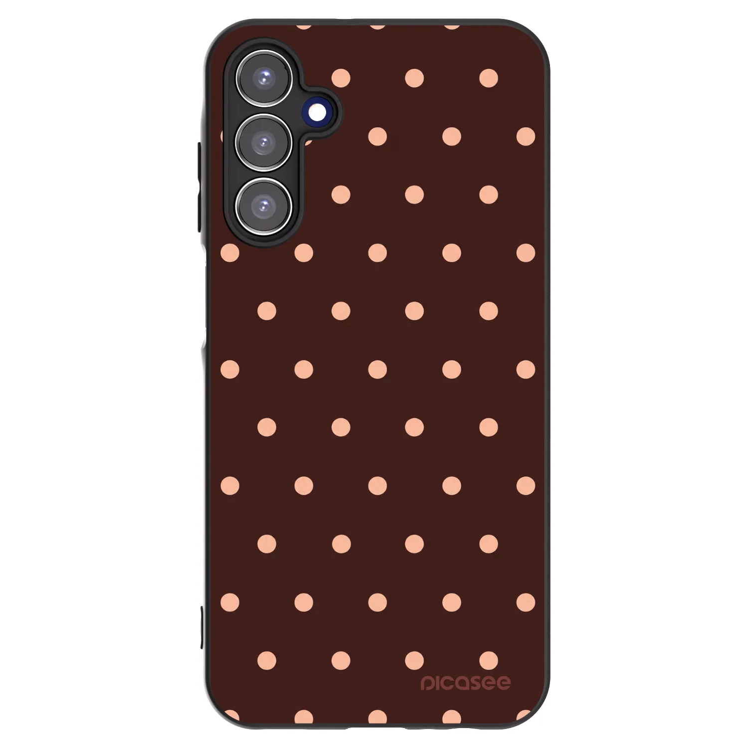 Picasee fekete szilikon tok az alábbi mobiltelefonokra Samsung Galaxy A15 A155F 4G - Peach Dots & Chocolate