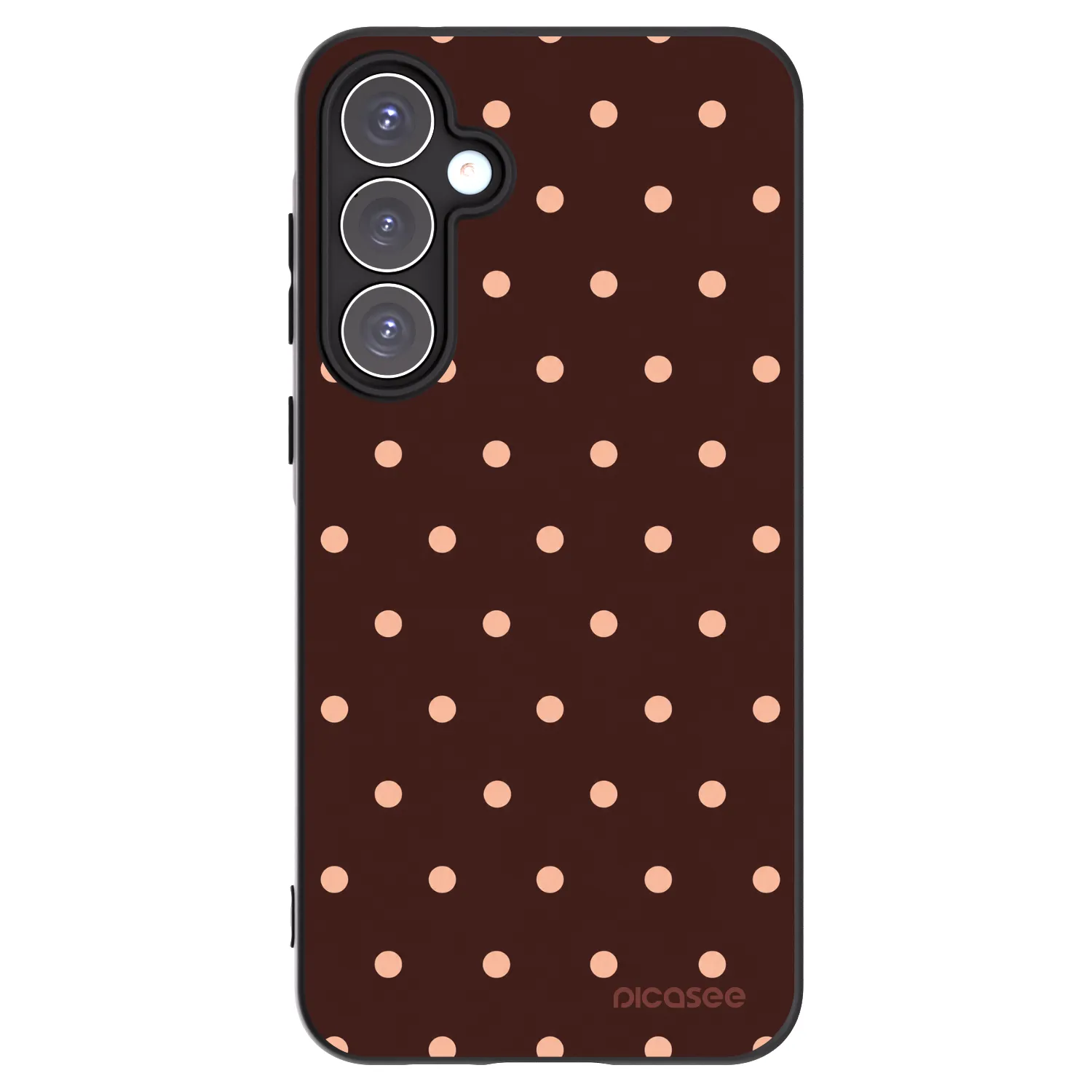 Picasee fekete szilikon tok az alábbi mobiltelefonokra Samsung Galaxy A55 5G A556B - Peach Dots & Chocolate