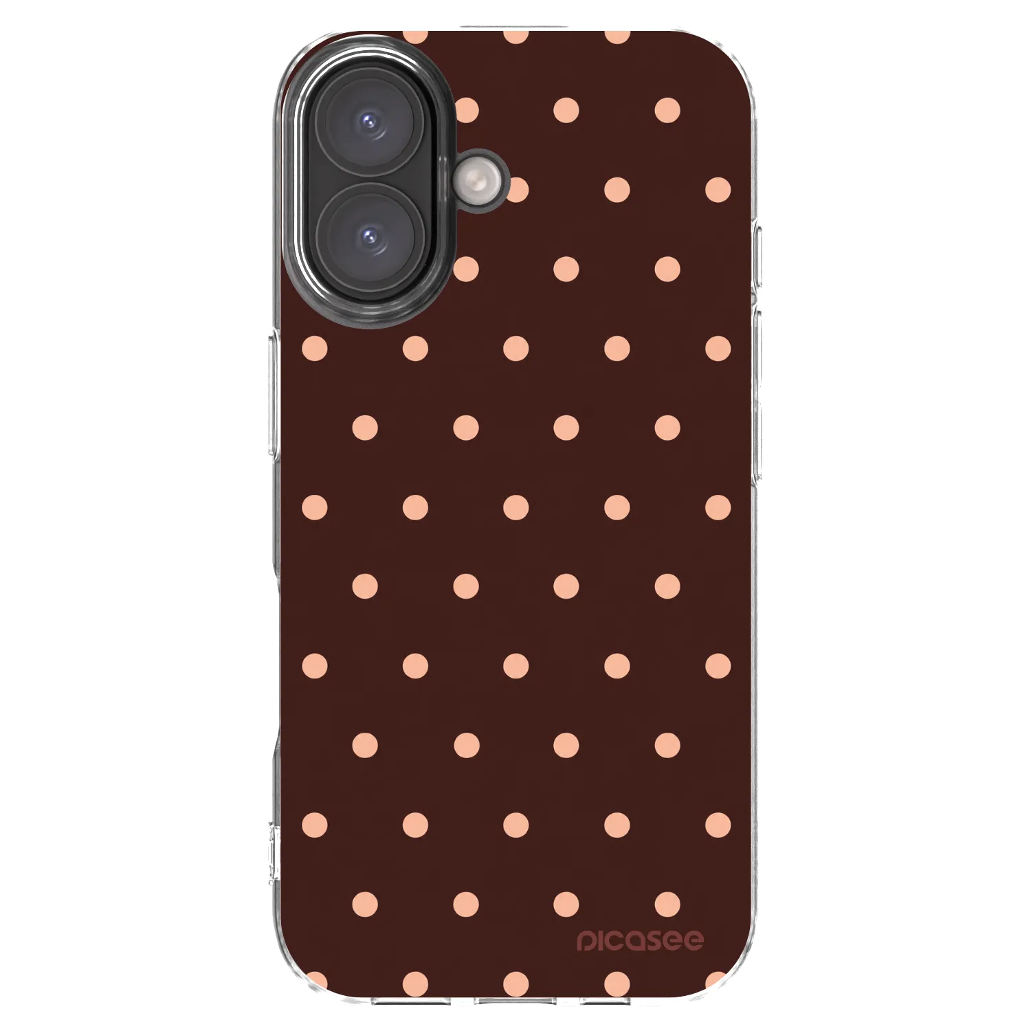 Picasee átlátszó szilikon tok az alábbi mobiltelefonokra Apple iPhone 16 - Peach Dots & Chocolate