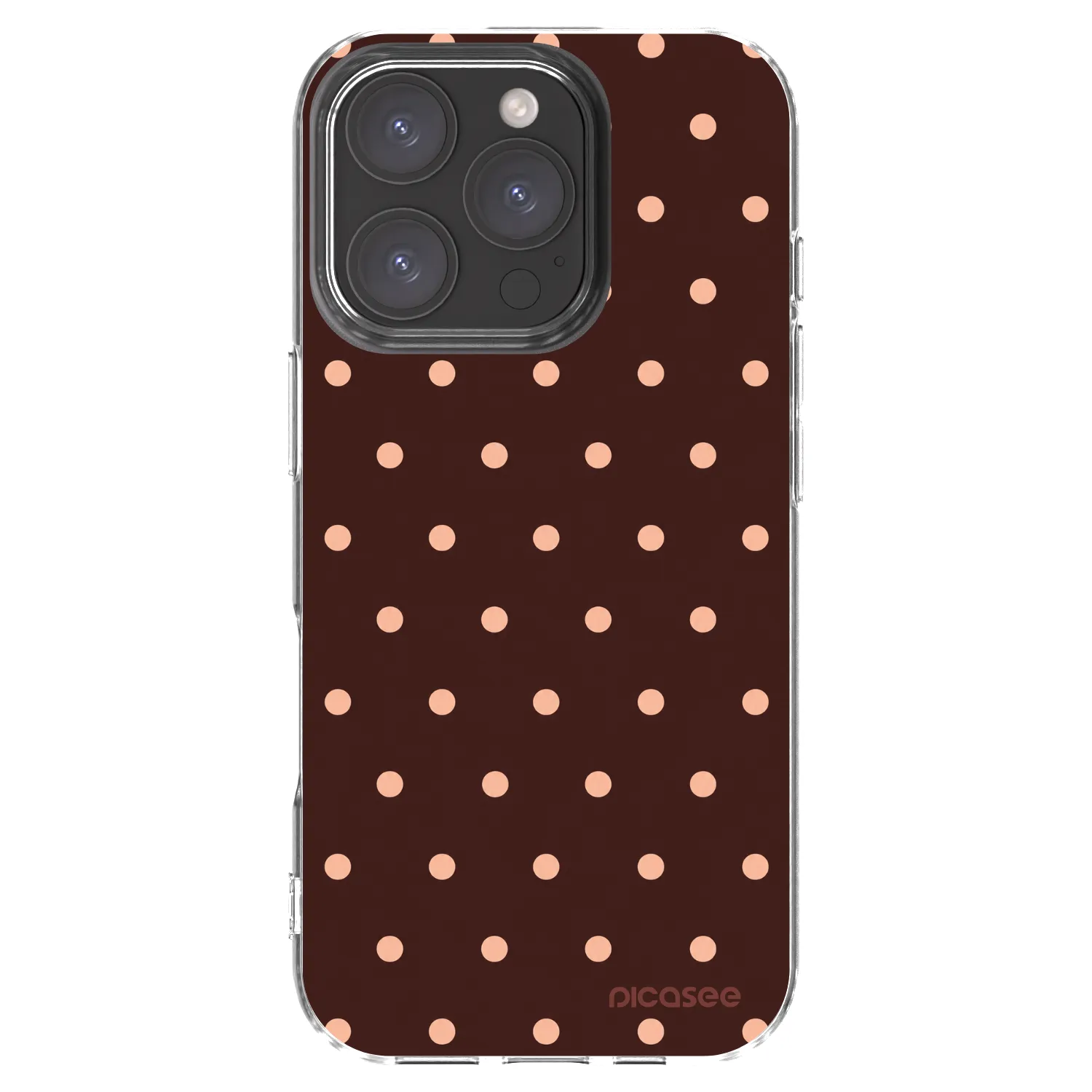 Picasee átlátszó szilikon tok az alábbi mobiltelefonokra Apple iPhone 16 Pro - Peach Dots & Chocolate