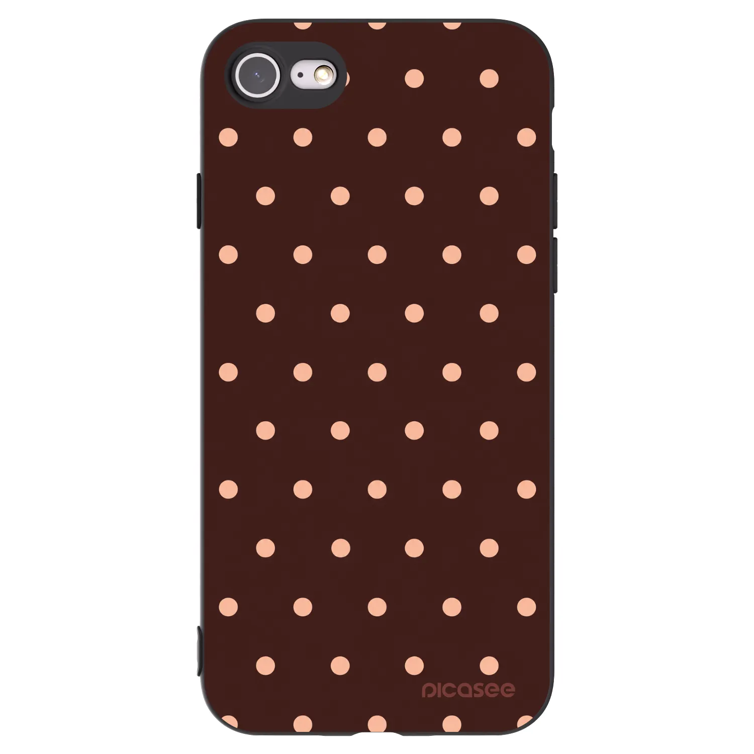 Picasee fekete szilikon tok az alábbi mobiltelefonokra Apple iPhone 8 - Peach Dots & Chocolate