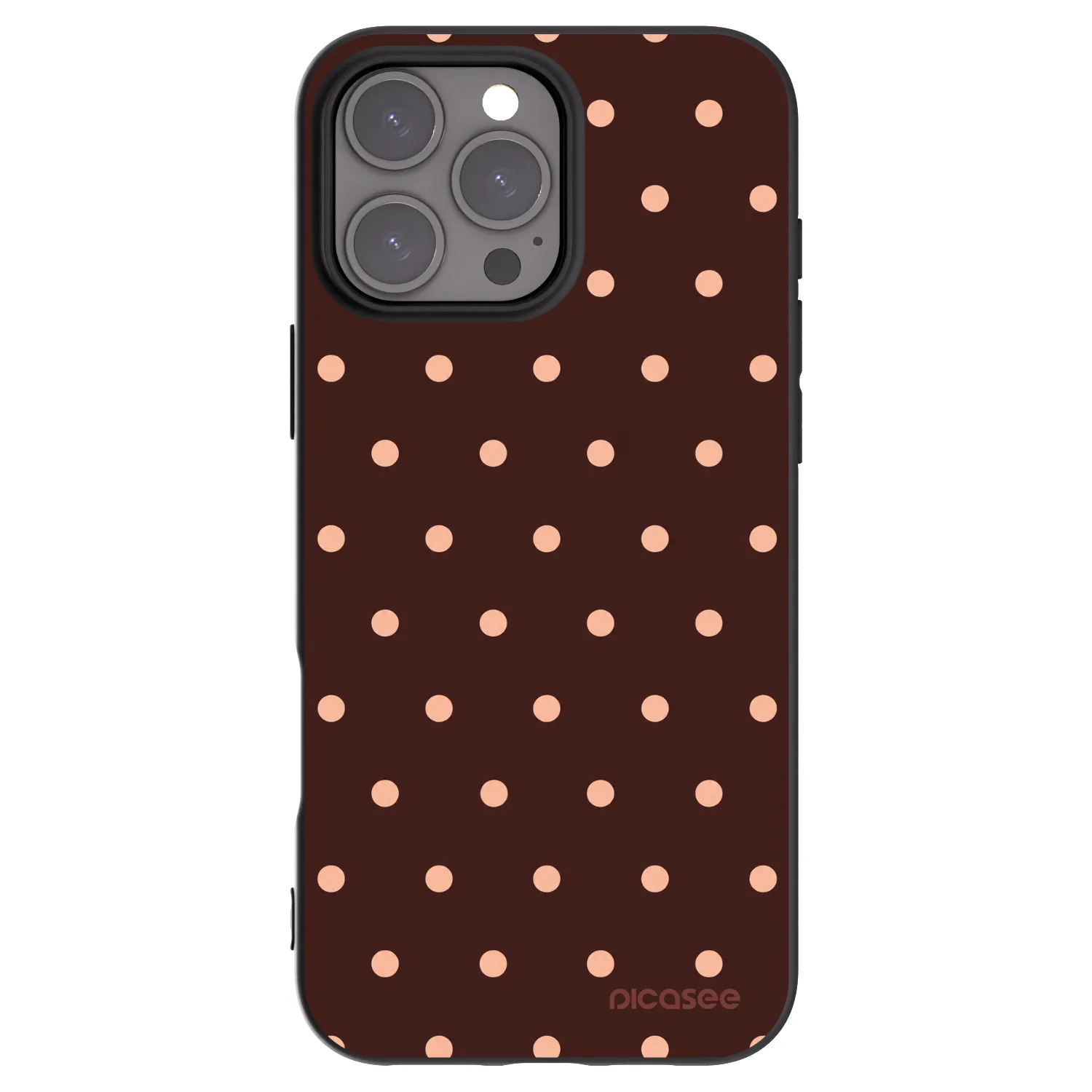 Picasee fekete szilikon tok az alábbi mobiltelefonokra Apple iPhone 16 Pro Max - Peach Dots & Chocolate