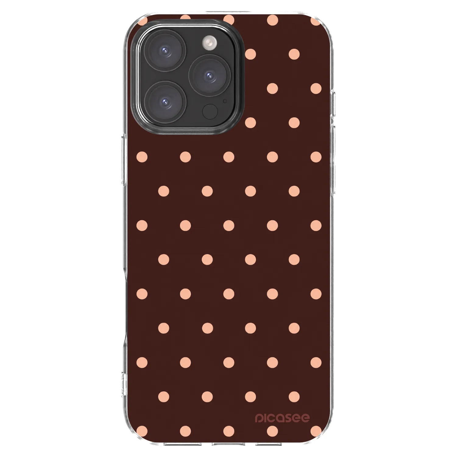 Picasee átlátszó szilikon tok az alábbi mobiltelefonokra Apple iPhone 16 Pro Max - Peach Dots & Chocolate