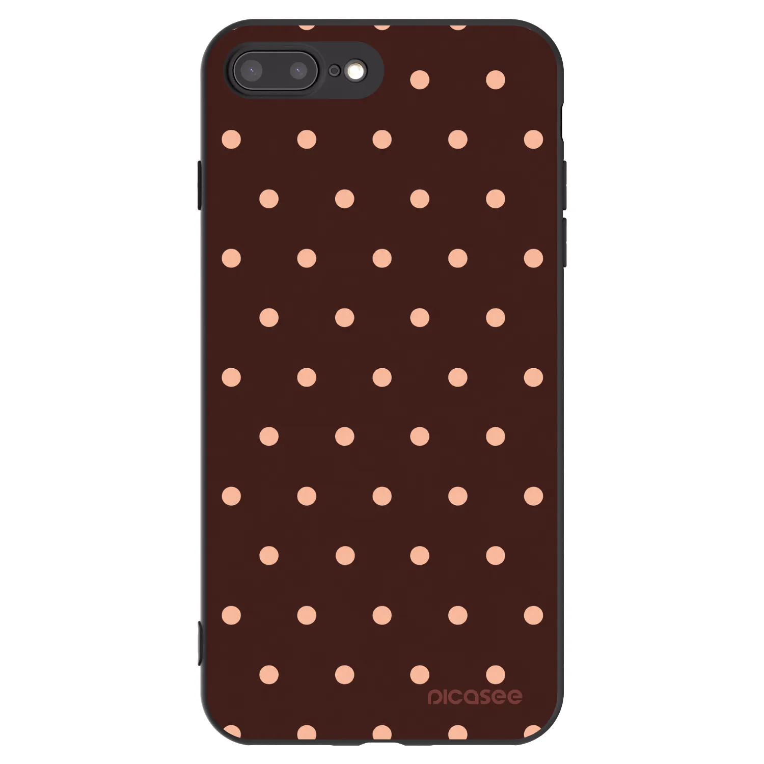 Picasee fekete szilikon tok az alábbi mobiltelefonokra Apple iPhone 7 Plus - Peach Dots & Chocolate