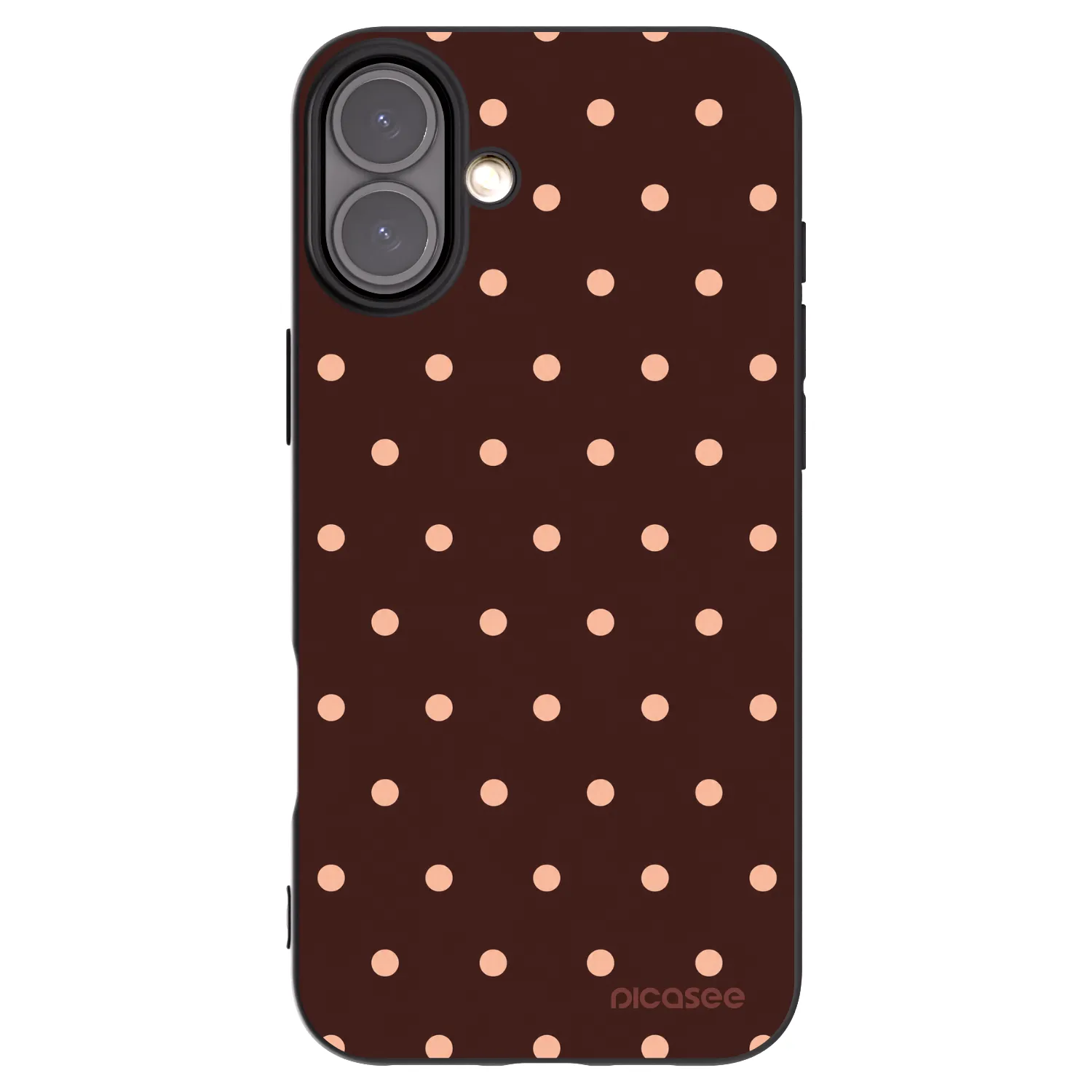 Picasee fekete szilikon tok az alábbi mobiltelefonokra Apple iPhone 16 Plus - Peach Dots & Chocolate
