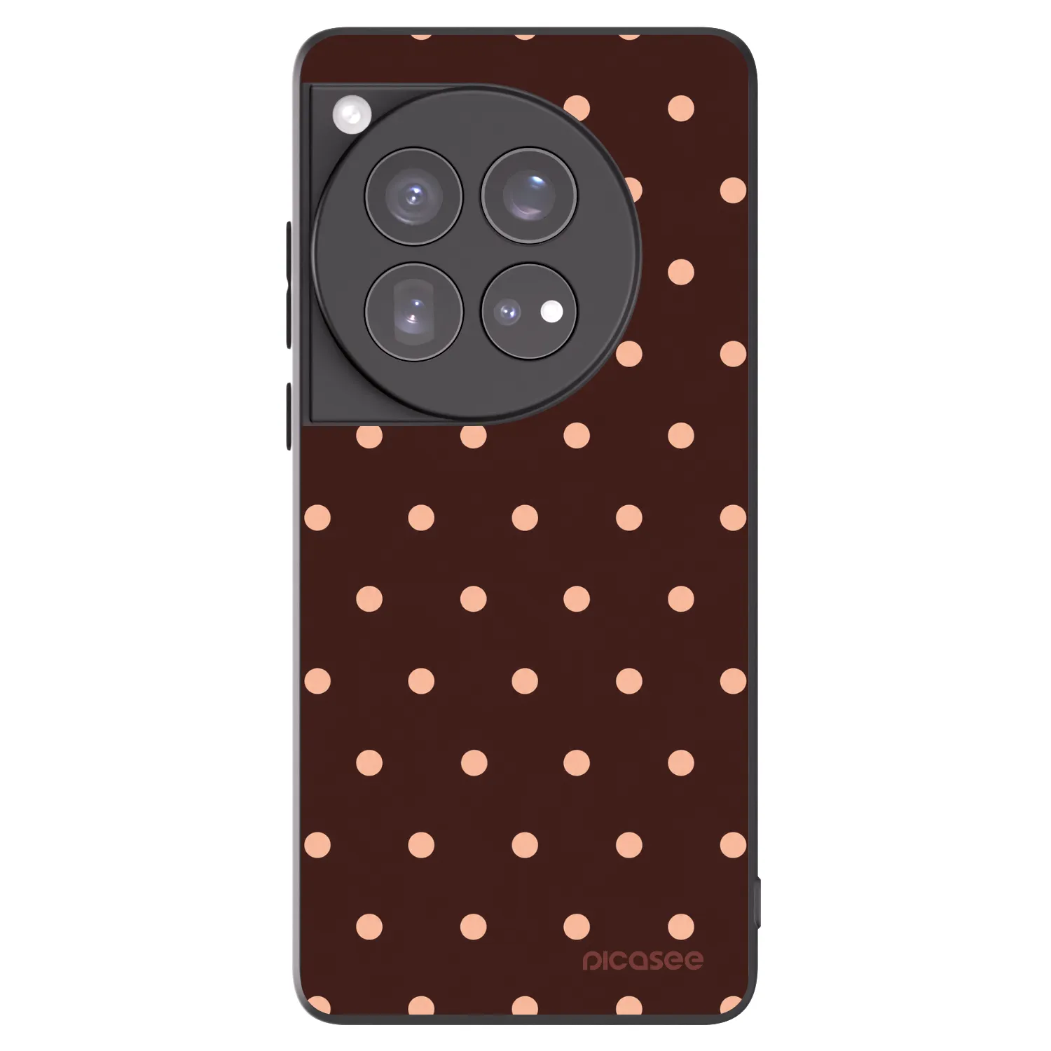 Picasee fekete szilikon tok az alábbi mobiltelefonokra OnePlus 12 5G - Peach Dots & Chocolate