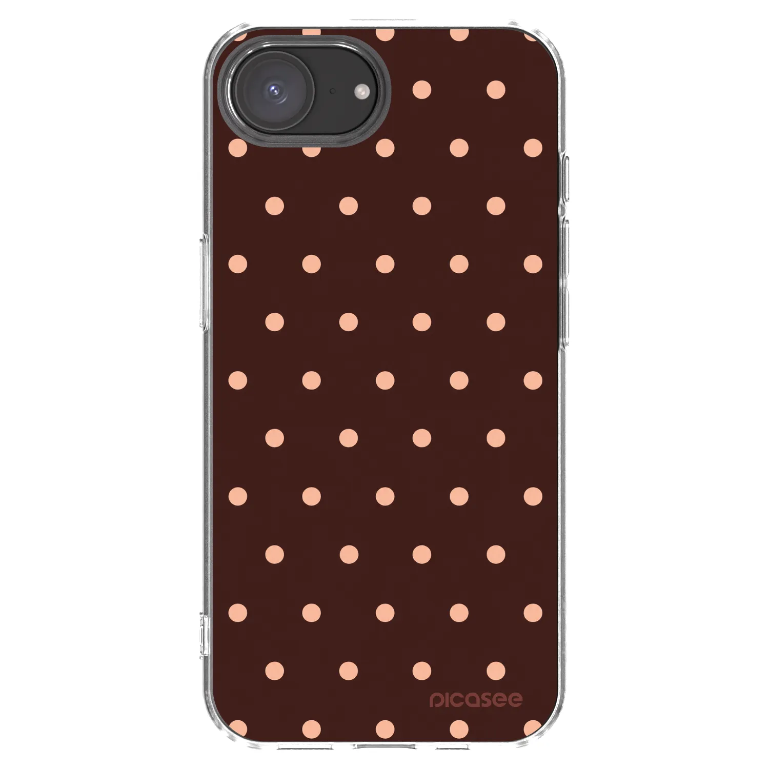 Picasee átlátszó szilikon tok az alábbi mobiltelefonokra Apple iPhone 16e - Peach Dots & Chocolate
