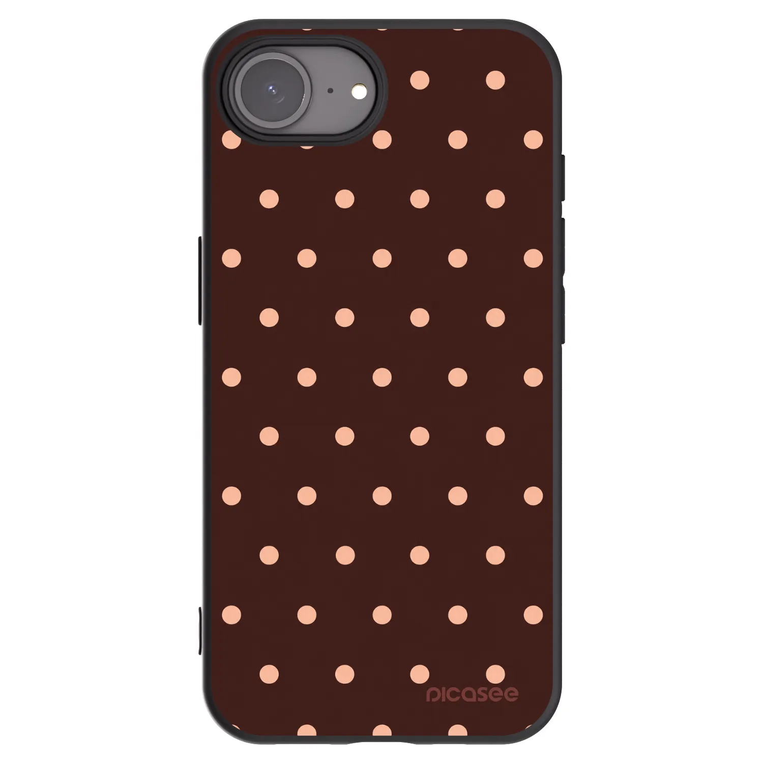 Picasee fekete szilikon tok az alábbi mobiltelefonokra Apple iPhone 16e - Peach Dots & Chocolate