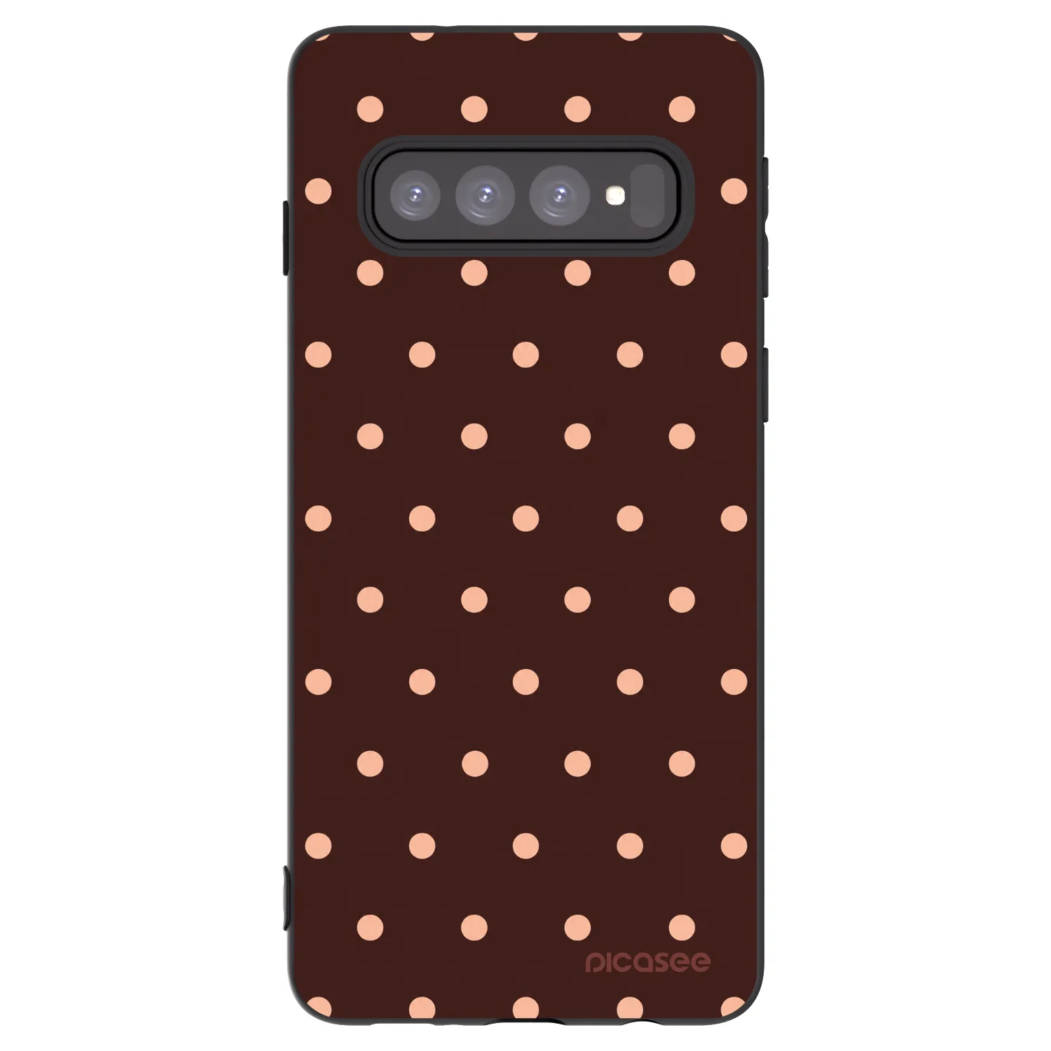 Picasee fekete szilikon tok az alábbi mobiltelefonokra Samsung Galaxy S10 G973 - Peach Dots & Chocolate