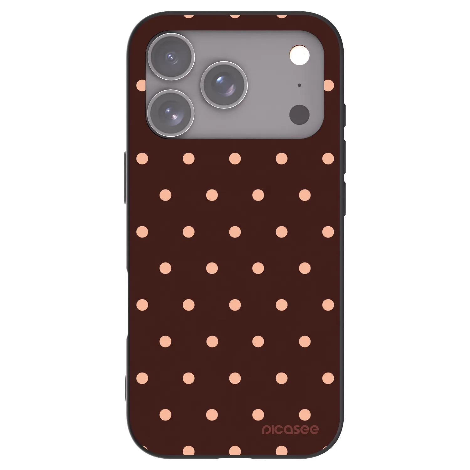 Picasee fekete szilikon tok az alábbi mobiltelefonokra Apple iPhone 17 Pro - Peach Dots & Chocolate