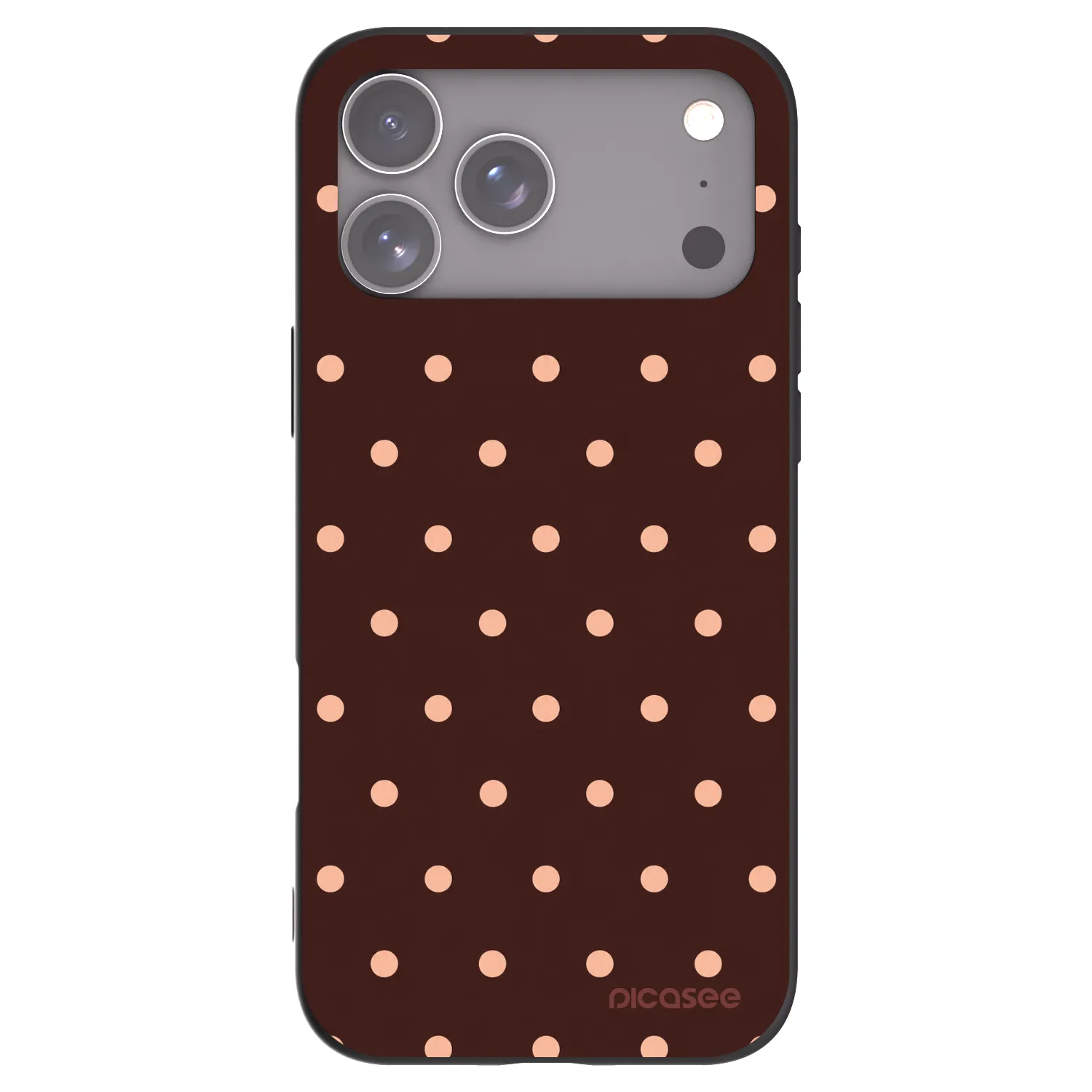 Picasee fekete szilikon tok az alábbi mobiltelefonokra Apple iPhone 17 Pro Max - Peach Dots & Chocolate