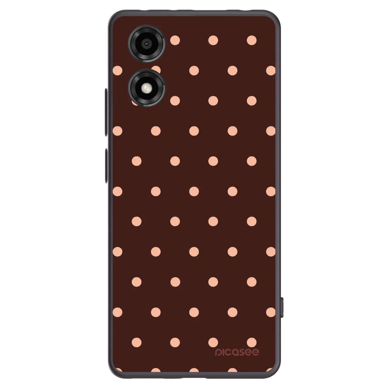 Picasee fekete szilikon tok az alábbi mobiltelefonokra Motorola Moto E14 - Peach Dots & Chocolate