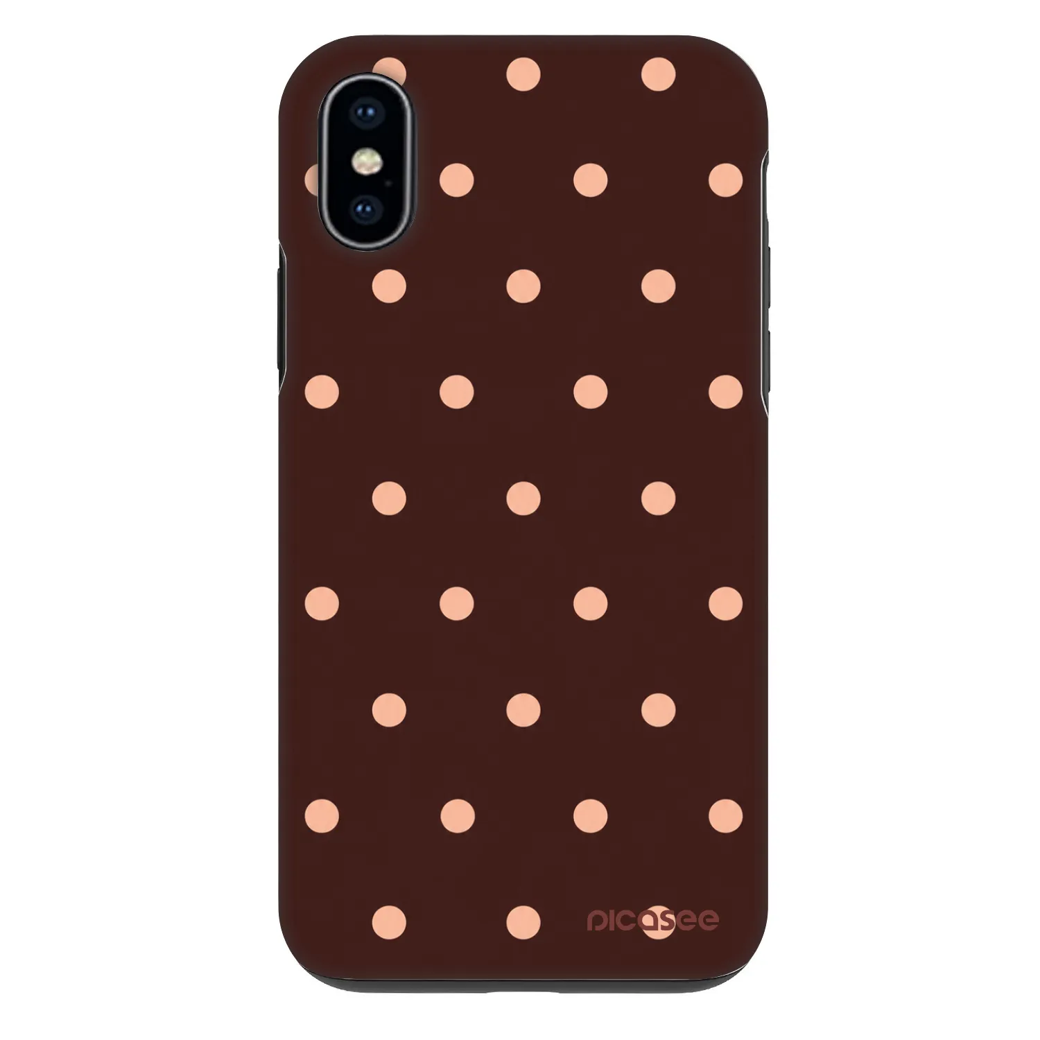 Picasee Fashion Case Apple iPhone X/XS - Peach Dots & Chocolate