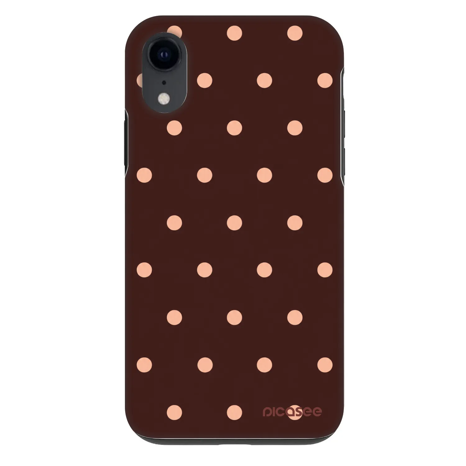 Picasee Fashion Case Apple iPhone XR - Peach Dots & Chocolate