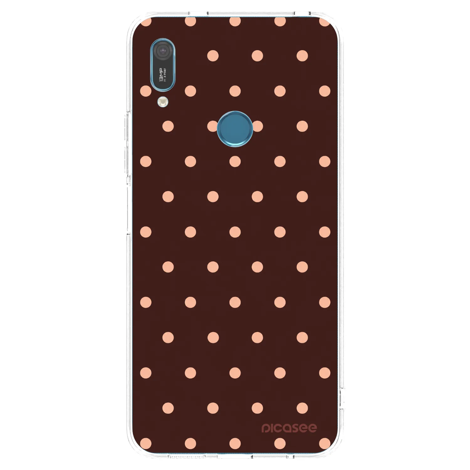 Picasee átlátszó szilikon tok az alábbi mobiltelefonokra Huawei Y6 2019 - Peach Dots & Chocolate