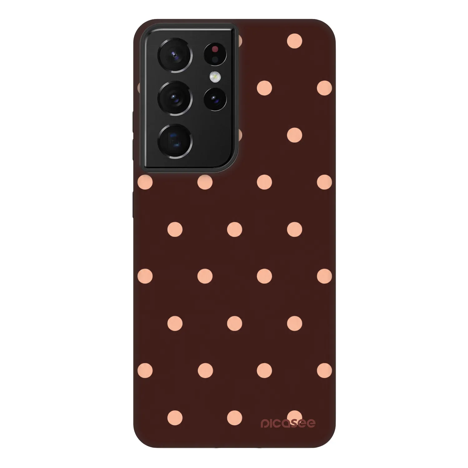 Picasee Fashion Case Samsung Galaxy S21 Ultra 5G G998B - Peach Dots & Chocolate