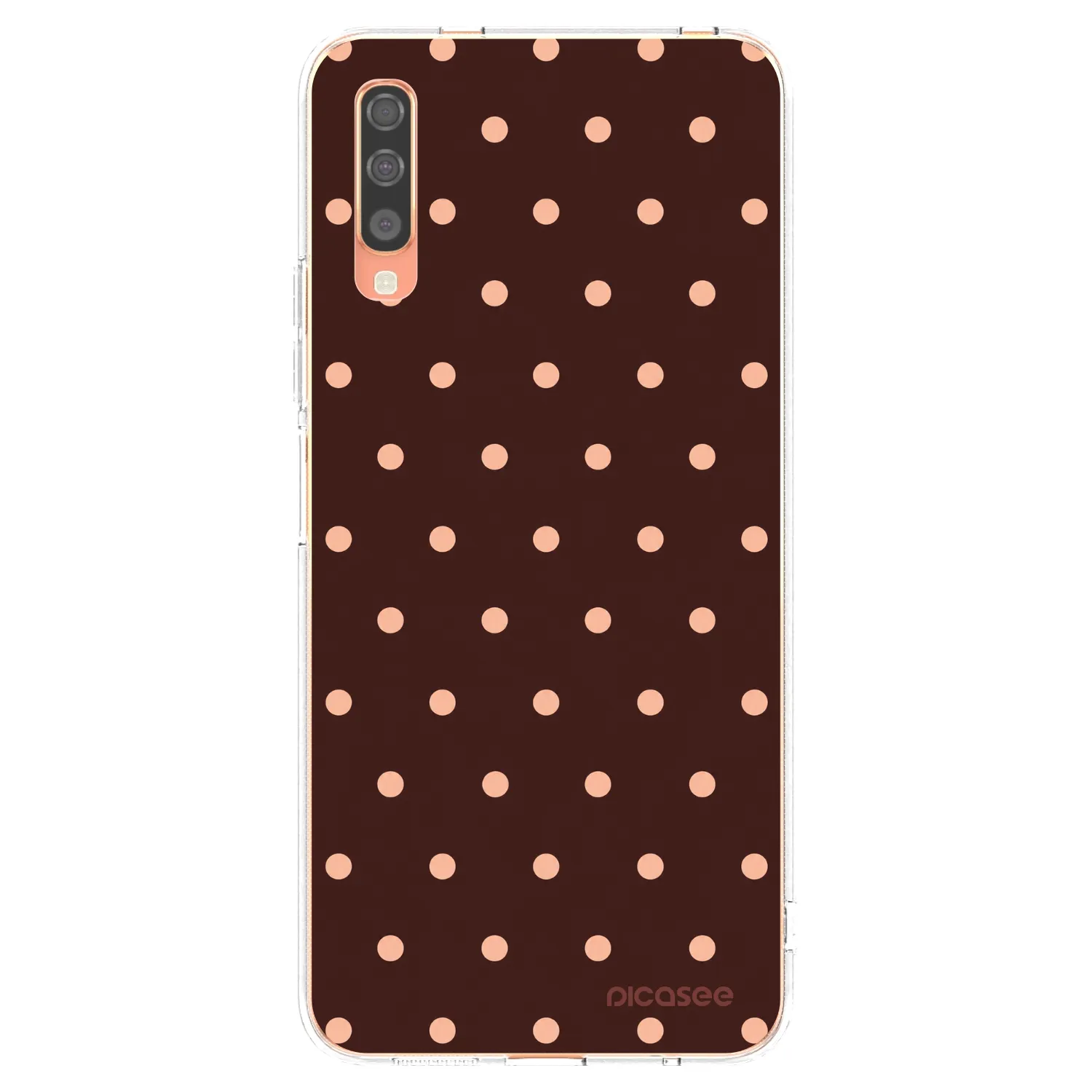 Picasee átlátszó szilikon tok az alábbi mobiltelefonokra Samsung Galaxy A70 A705F - Peach Dots & Chocolate