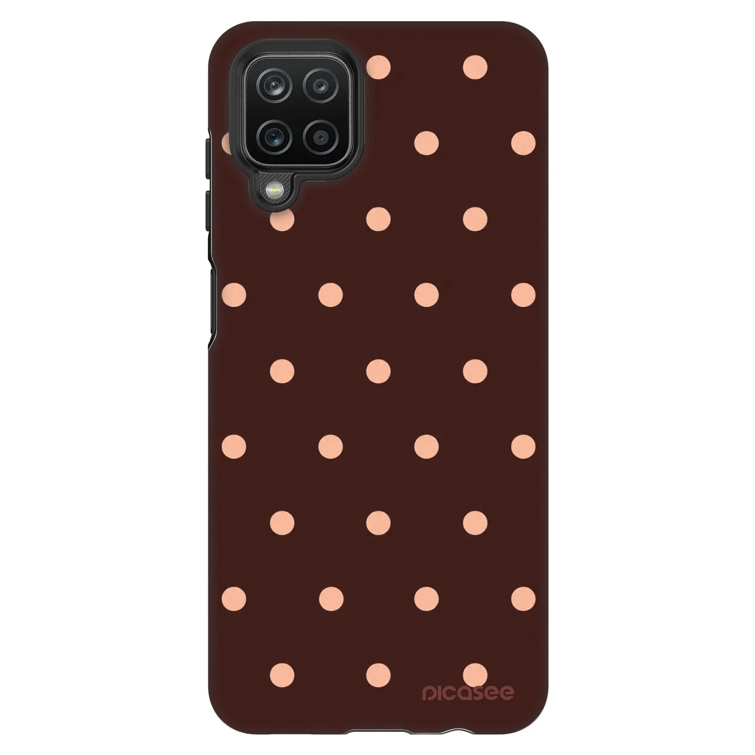 Picasee Fashion Case Samsung Galaxy A12 A125F - Peach Dots & Chocolate