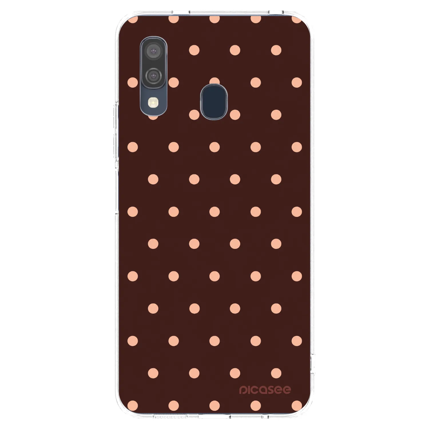 Picasee átlátszó szilikon tok az alábbi mobiltelefonokra Samsung Galaxy A40 A405F - Peach Dots & Chocolate