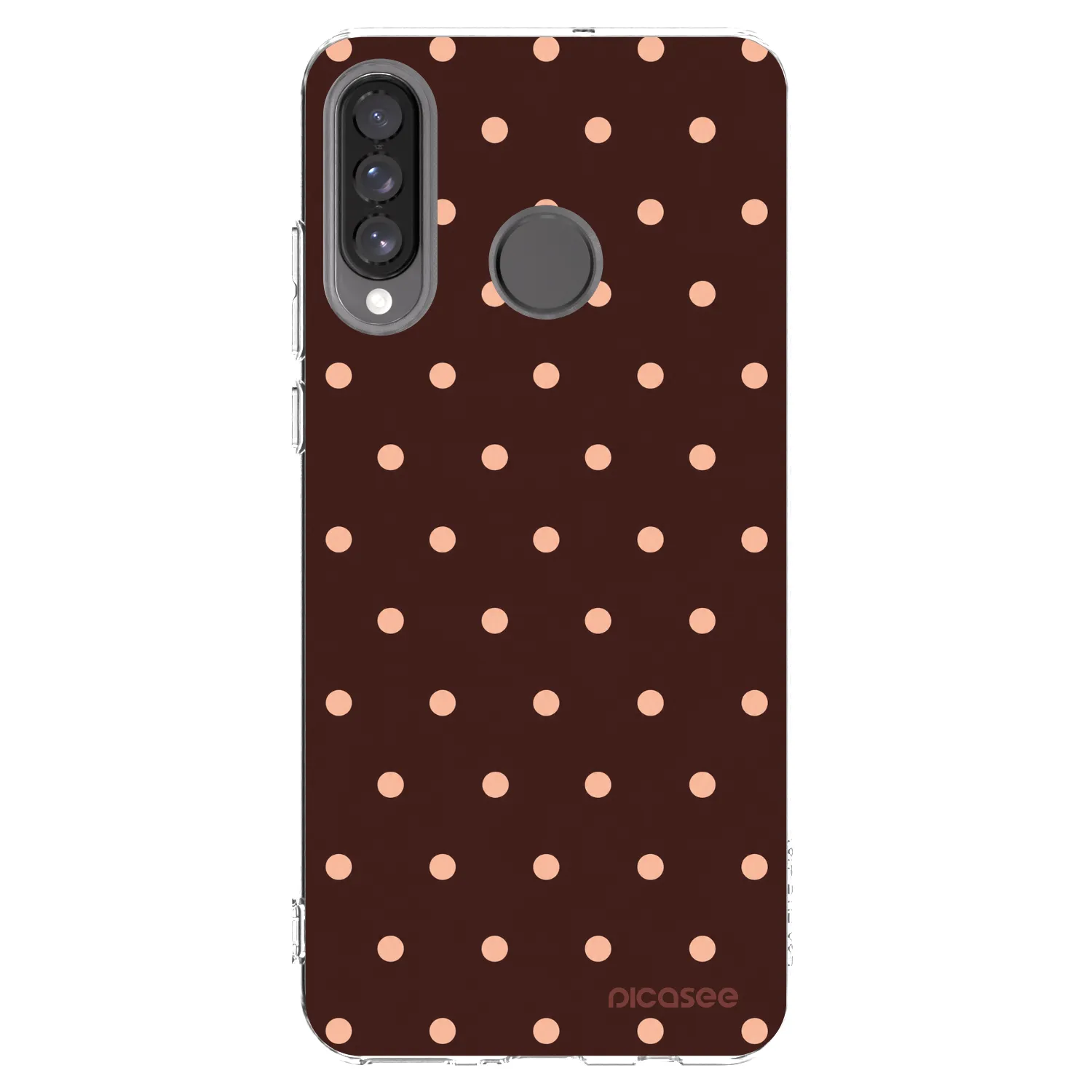 Picasee átlátszó szilikon tok az alábbi mobiltelefonokra Huawei P30 Lite - Peach Dots & Chocolate
