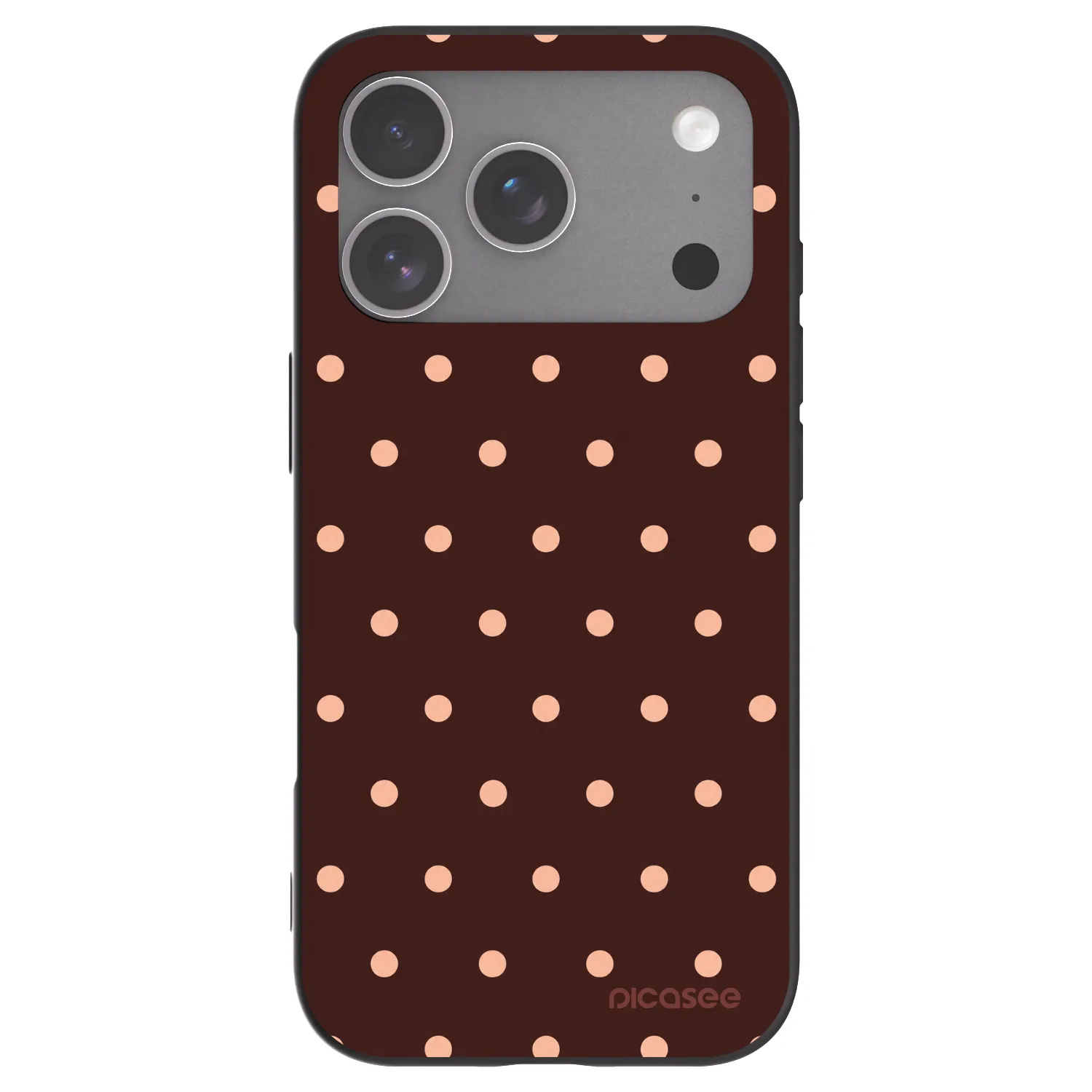 Picasee fekete szilikon tok az alábbi mobiltelefonokra Apple iPhone 18 Pro - Peach Dots & Chocolate