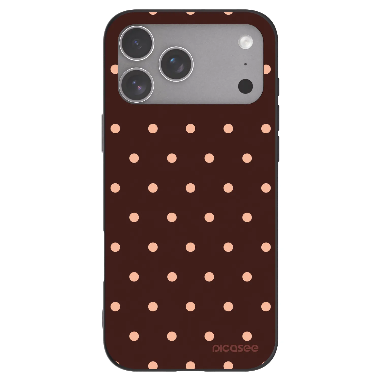 Picasee fekete szilikon tok az alábbi mobiltelefonokra Apple iPhone 18 Pro Max - Peach Dots & Chocolate