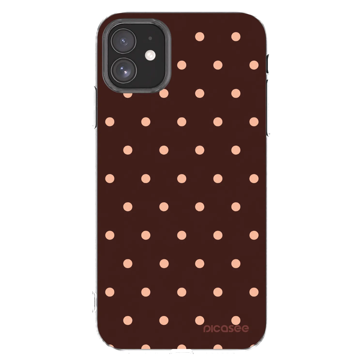 Picasee átlátszó szilikon tok az alábbi mobiltelefonokra Apple iPhone 11 - Peach Dots & Chocolate