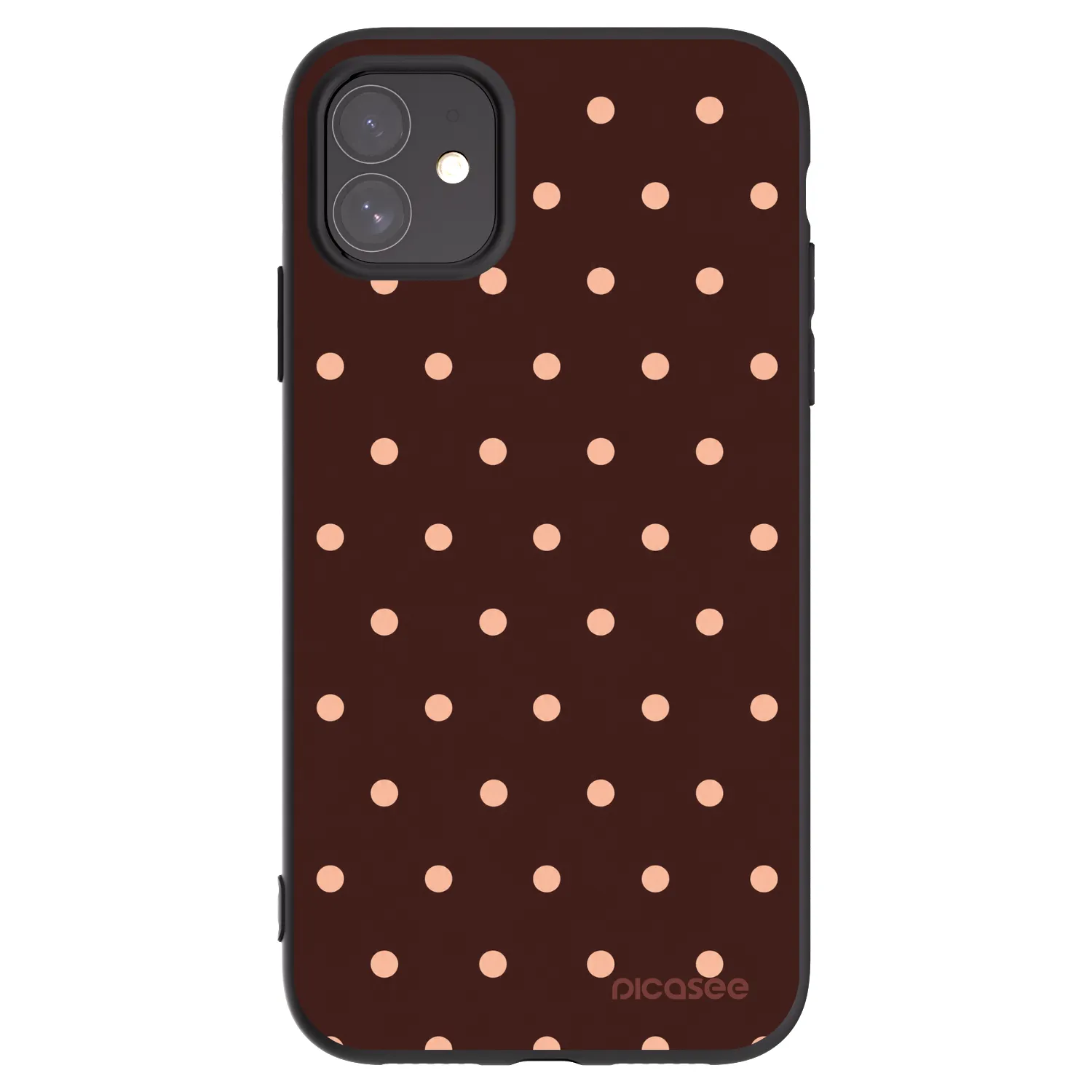Picasee fekete szilikon tok az alábbi mobiltelefonokra Apple iPhone 11 - Peach Dots & Chocolate