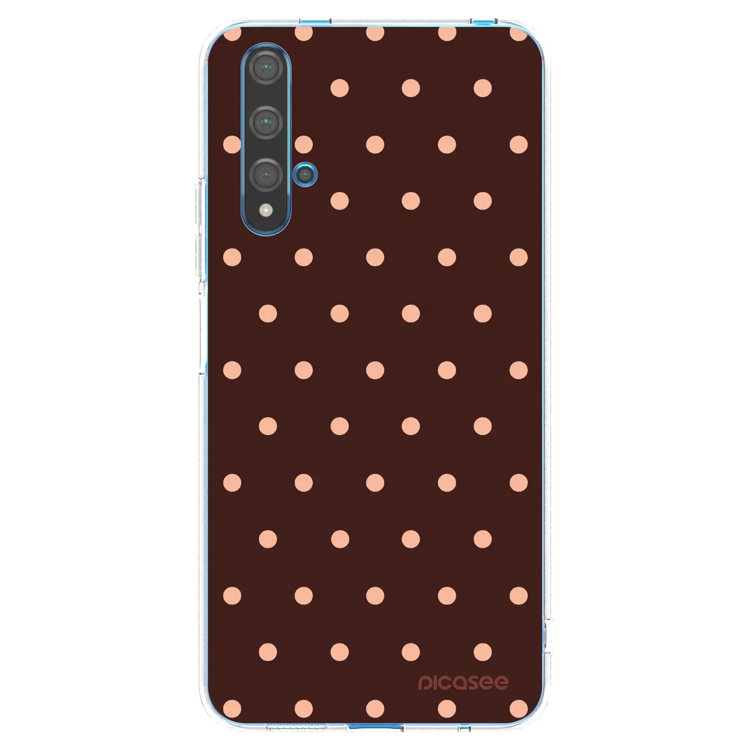 Picasee átlátszó szilikon tok az alábbi mobiltelefonokra Huawei Nova 5T - Peach Dots & Chocolate