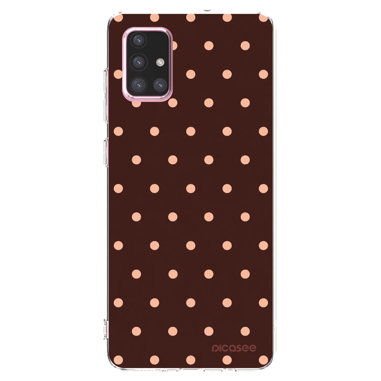 Picasee átlátszó szilikon tok az alábbi mobiltelefonokra Samsung Galaxy A71 A715F - Peach Dots & Chocolate