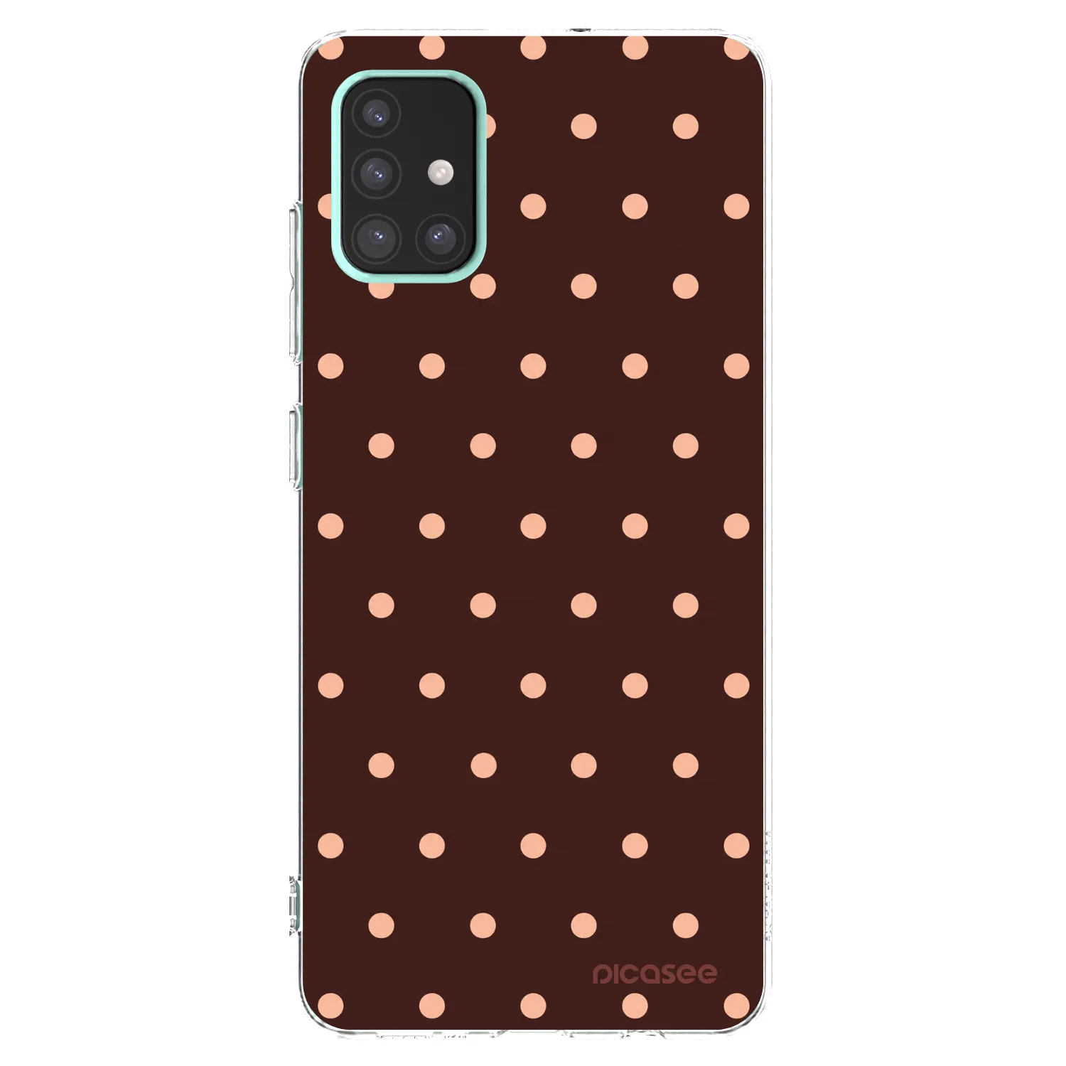 Picasee átlátszó szilikon tok az alábbi mobiltelefonokra Samsung Galaxy A51 A515F - Peach Dots & Chocolate