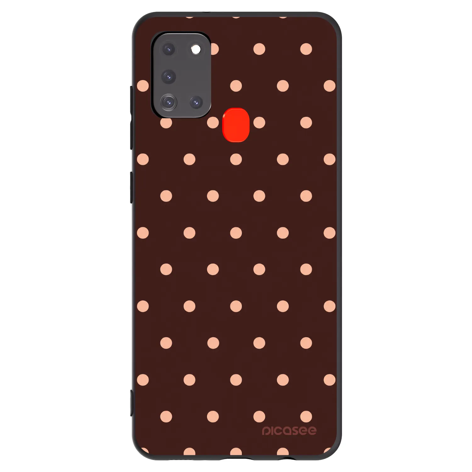 Picasee fekete szilikon tok az alábbi mobiltelefonokra Samsung Galaxy A21s - Peach Dots & Chocolate