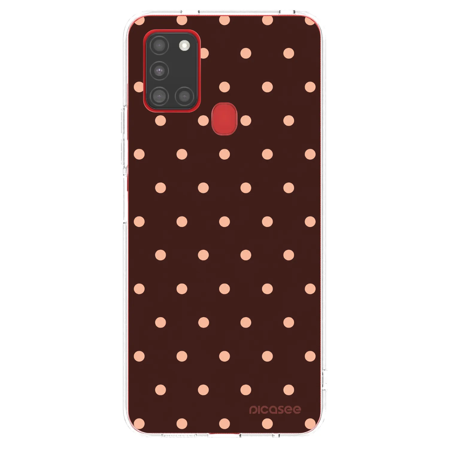 Picasee átlátszó szilikon tok az alábbi mobiltelefonokra Samsung Galaxy A21s - Peach Dots & Chocolate