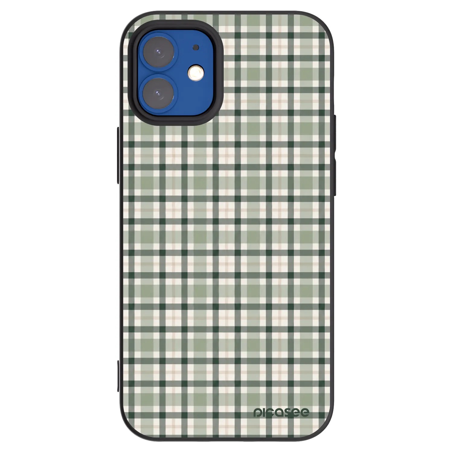 Picasee fekete szilikon tok az alábbi mobiltelefonokra Apple iPhone 12 mini - Sage Tartan