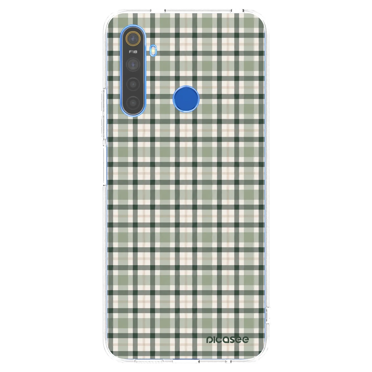 Picasee átlátszó szilikon tok az alábbi mobiltelefonokra Realme 5 - Sage Tartan