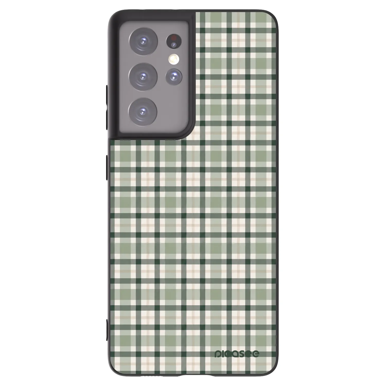 Picasee fekete szilikon tok az alábbi mobiltelefonokra Samsung Galaxy S21 Ultra 5G G998B - Sage Tartan