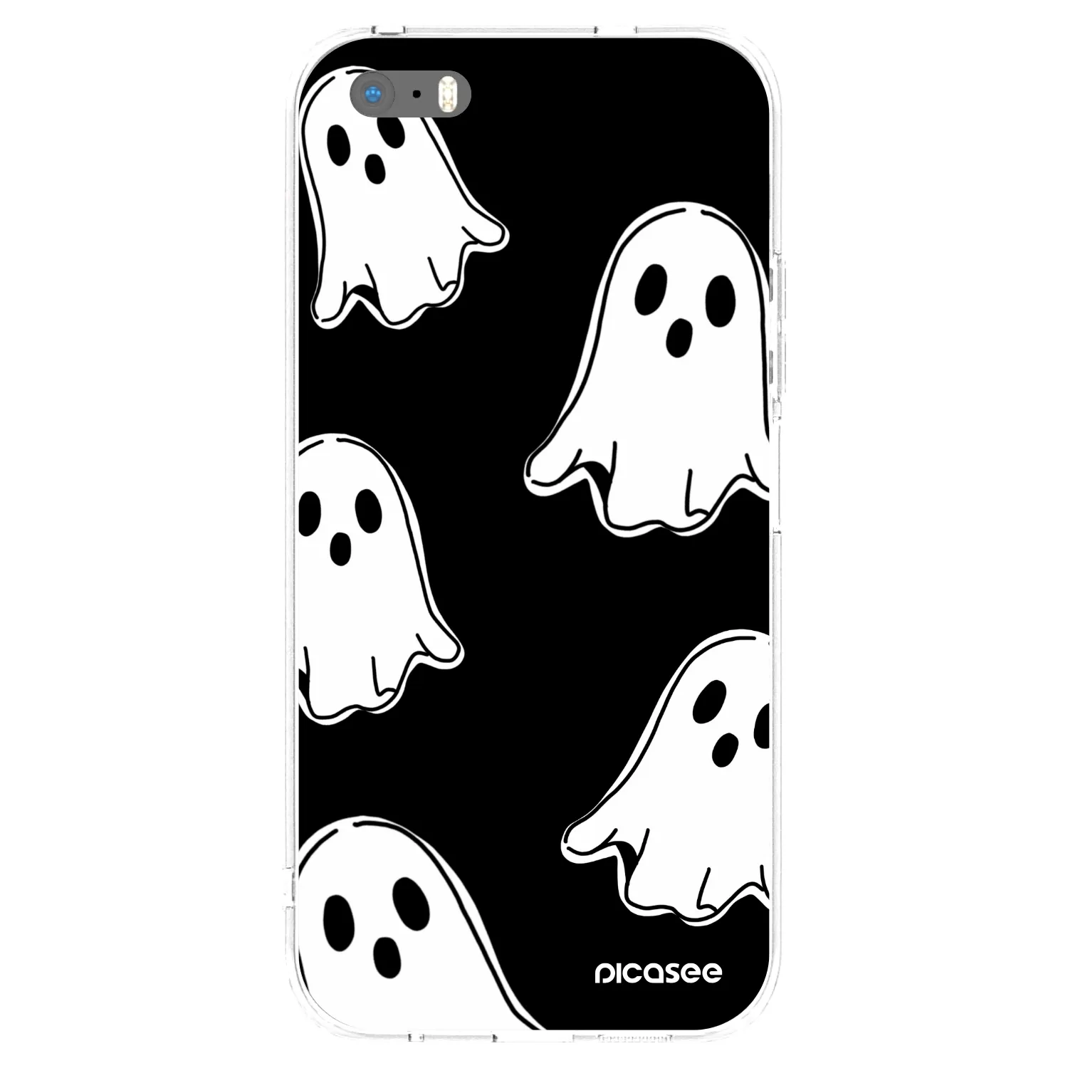 Picasee átlátszó szilikon tok az alábbi mobiltelefonokra Apple iPhone 5/5S/SE - Black ghosts