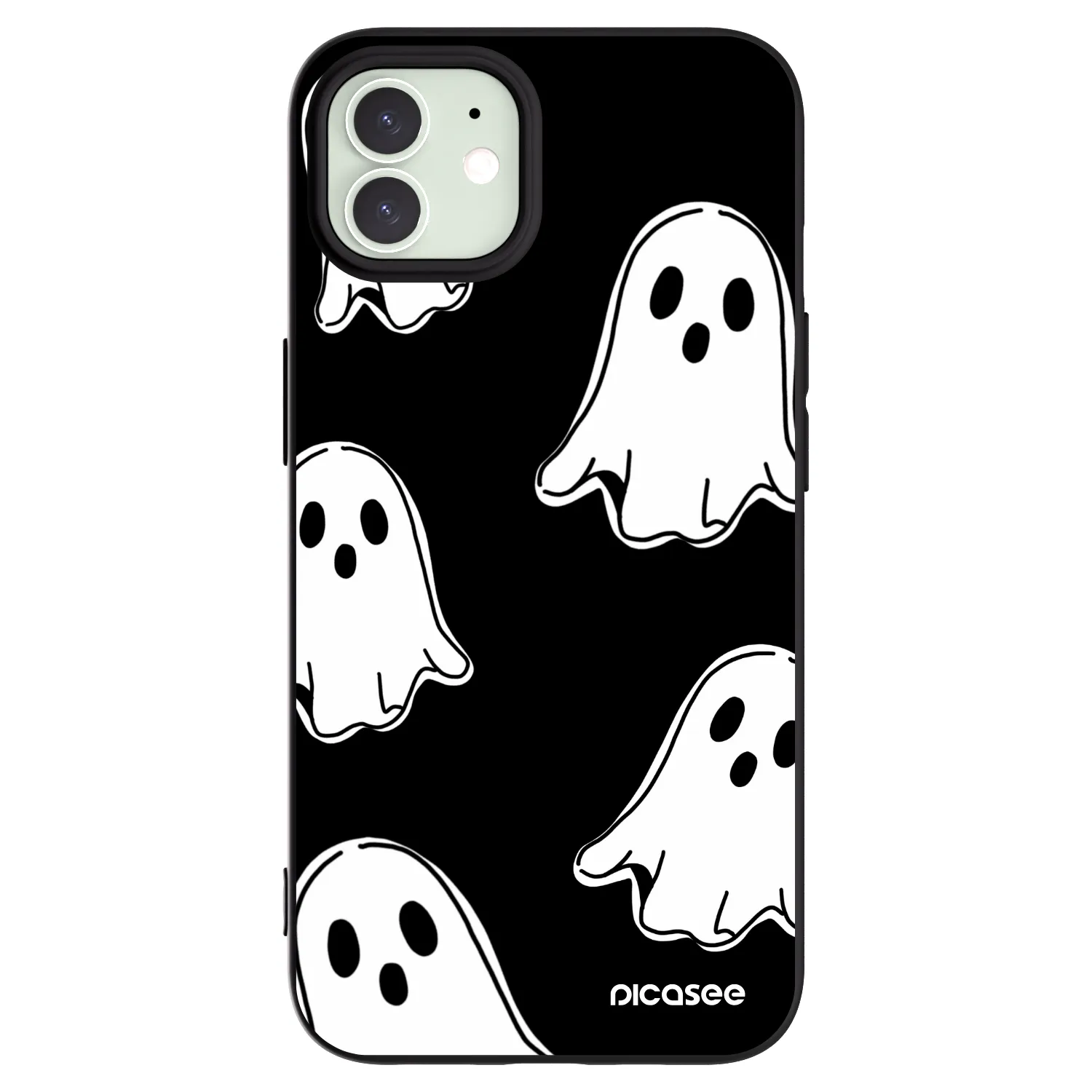 Picasee fekete szilikon tok az alábbi mobiltelefonokra Apple iPhone 12 - Black ghosts