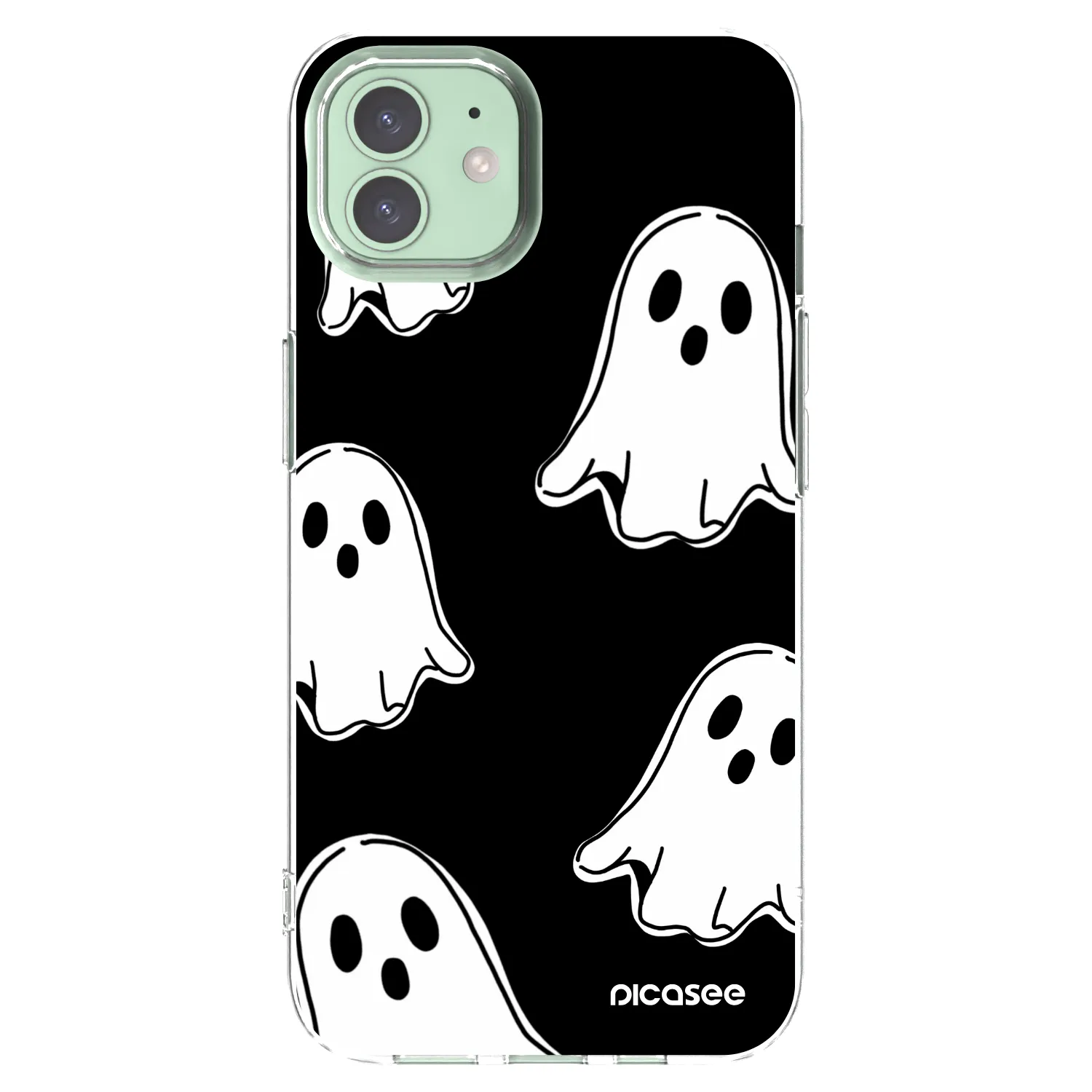 Picasee átlátszó szilikon tok az alábbi mobiltelefonokra Apple iPhone 12 Pro - Black ghosts