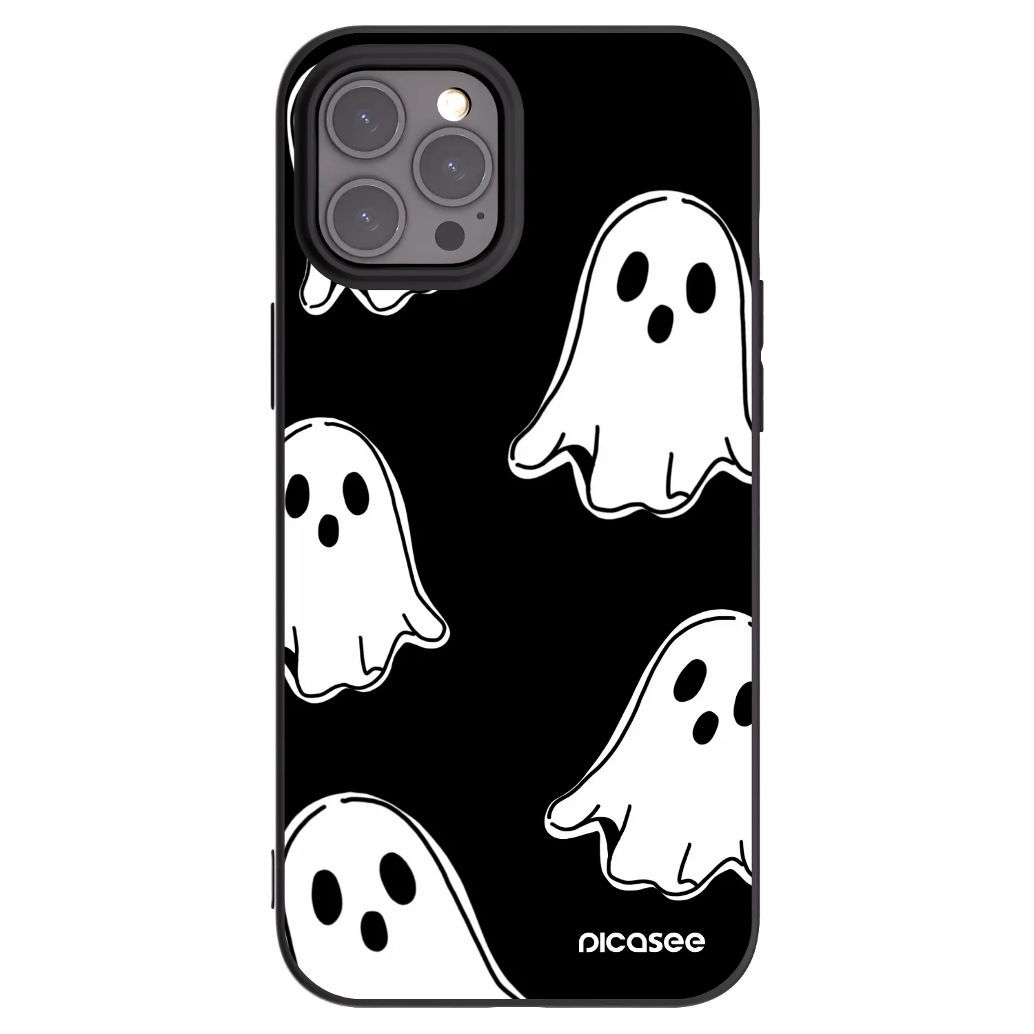 Picasee fekete szilikon tok az alábbi mobiltelefonokra Apple iPhone 12 Pro Max - Black ghosts