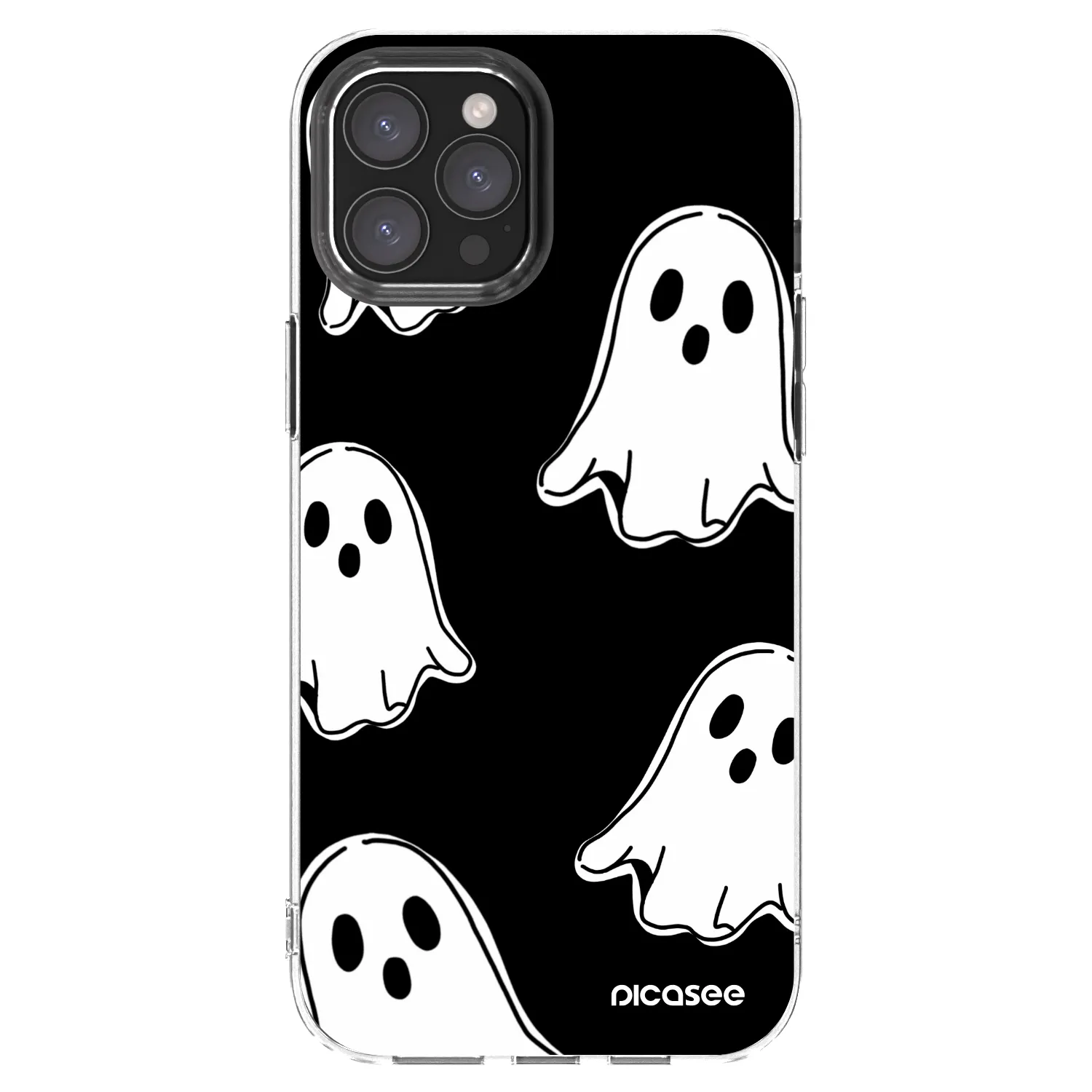 Picasee átlátszó szilikon tok az alábbi mobiltelefonokra Apple iPhone 12 Pro Max - Black ghosts