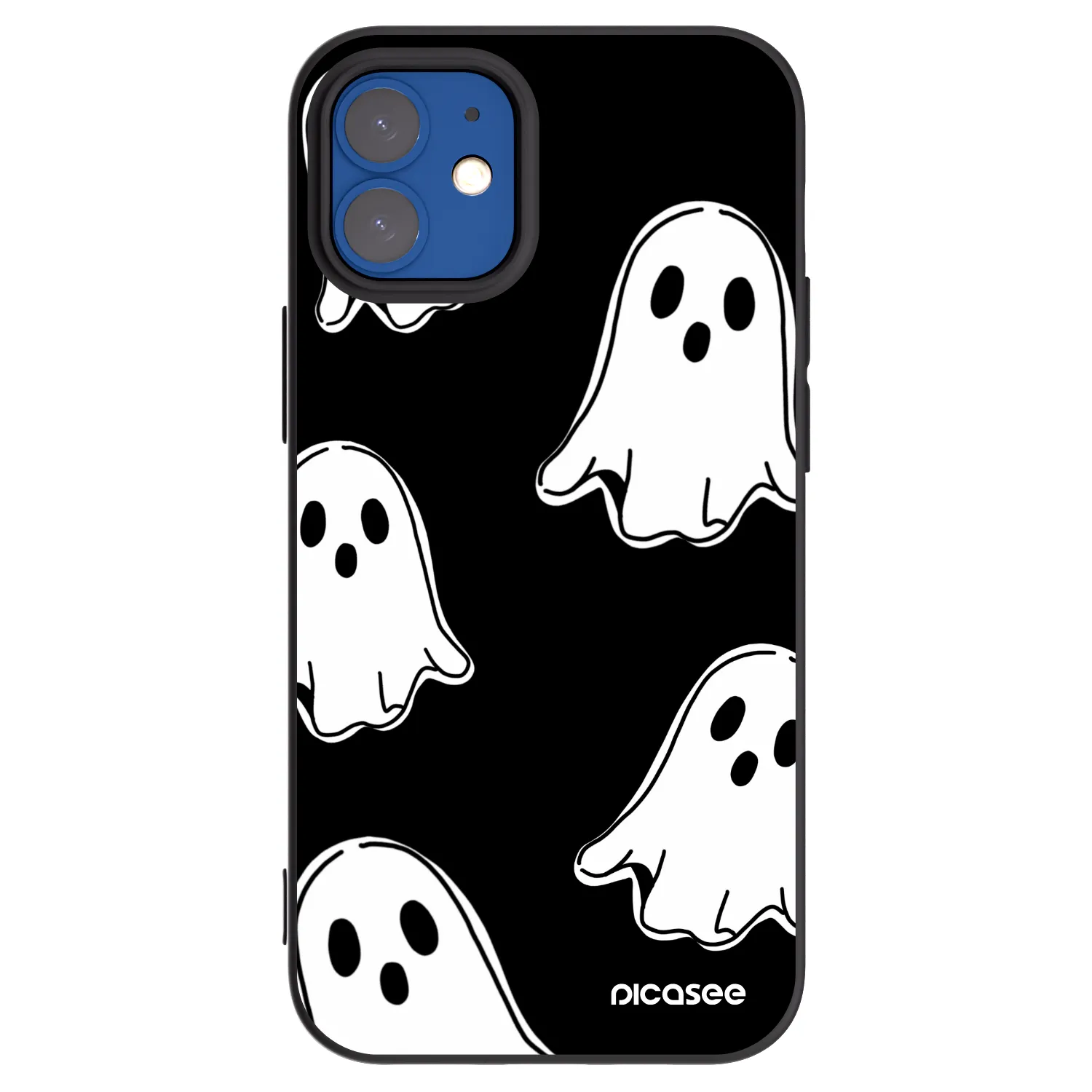 Picasee fekete szilikon tok az alábbi mobiltelefonokra Apple iPhone 12 mini - Black ghosts