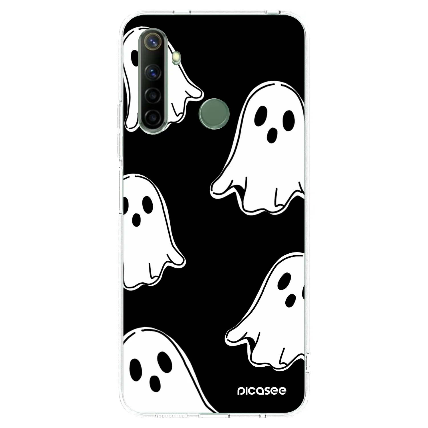 Picasee átlátszó szilikon tok az alábbi mobiltelefonokra Realme 6i - Black ghosts