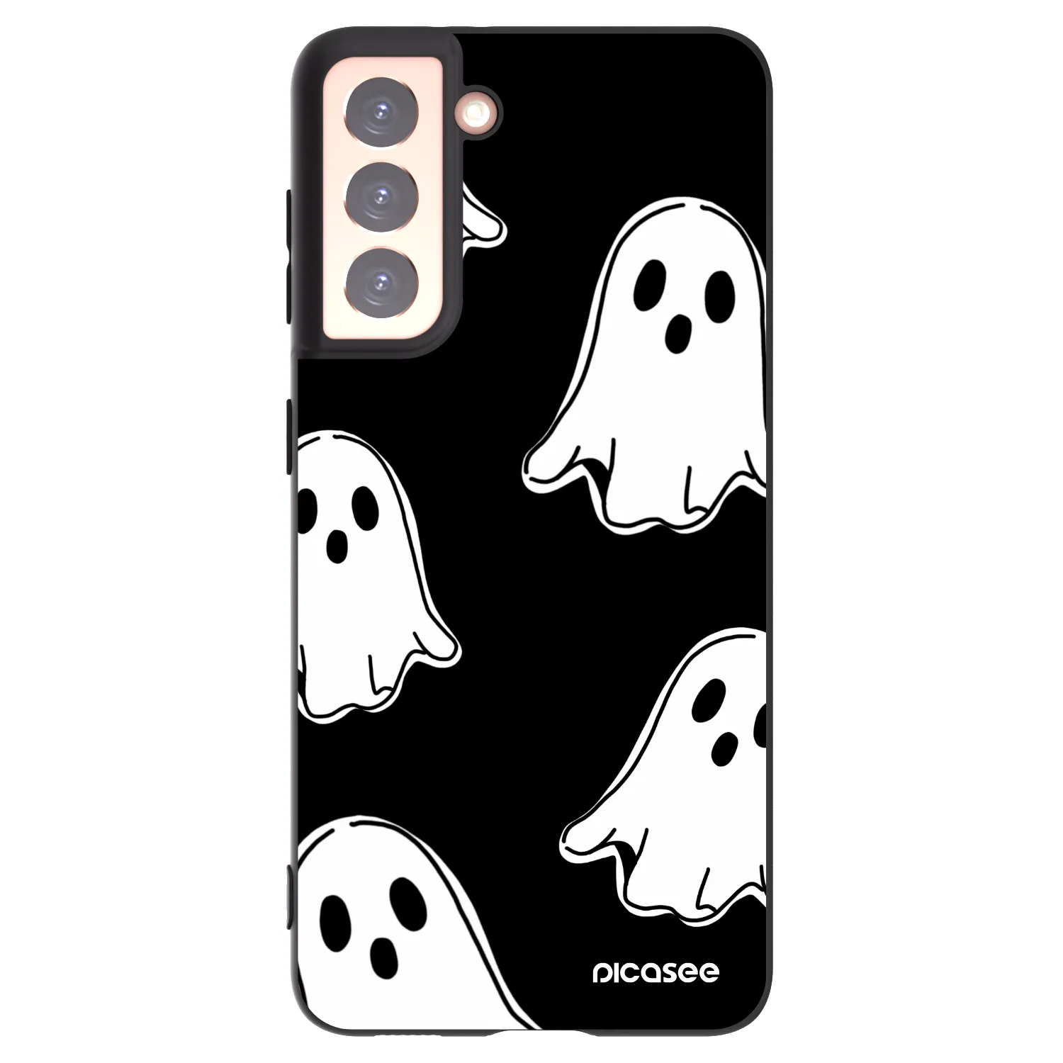 Picasee fekete szilikon tok az alábbi mobiltelefonokra Samsung Galaxy S21 5G G991B - Black ghosts