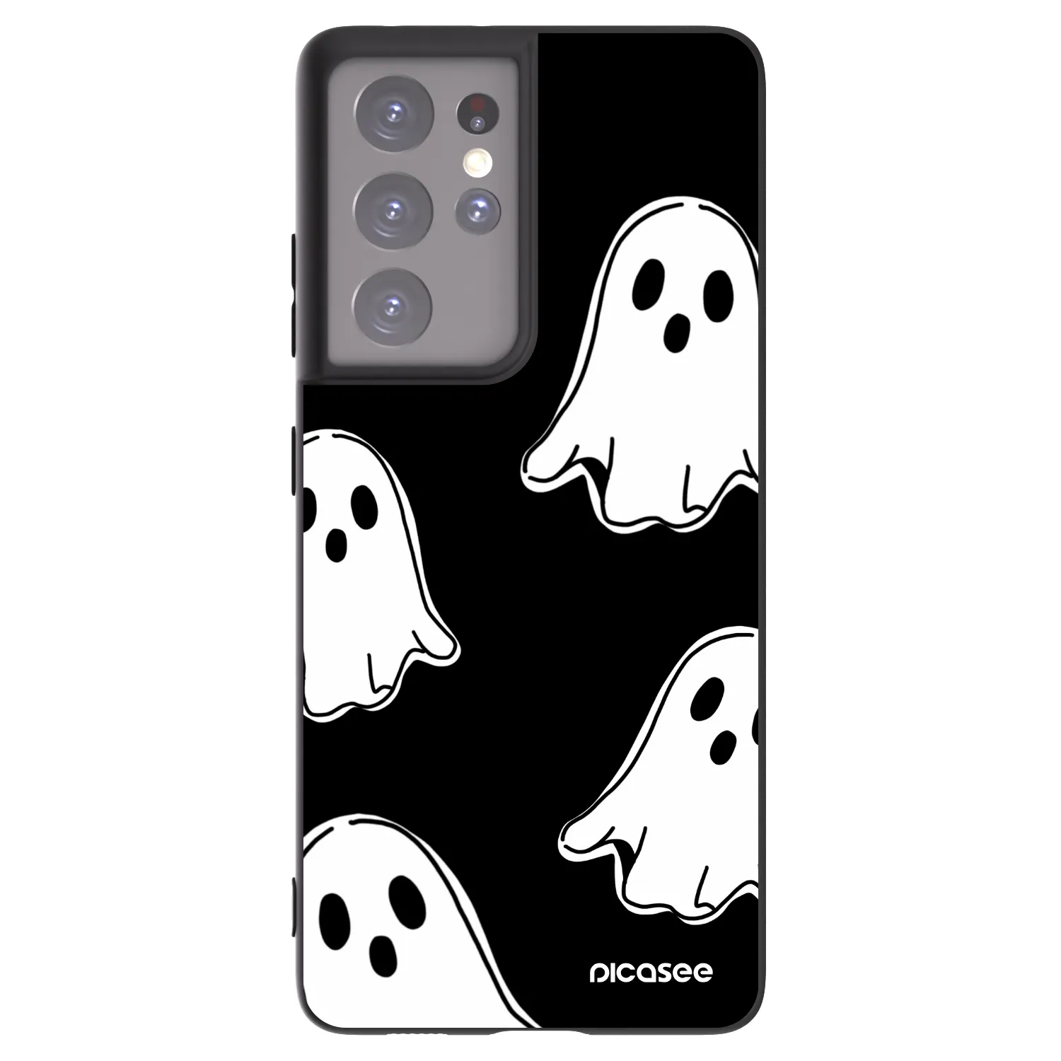 Picasee fekete szilikon tok az alábbi mobiltelefonokra Samsung Galaxy S21 Ultra 5G G998B - Black ghosts
