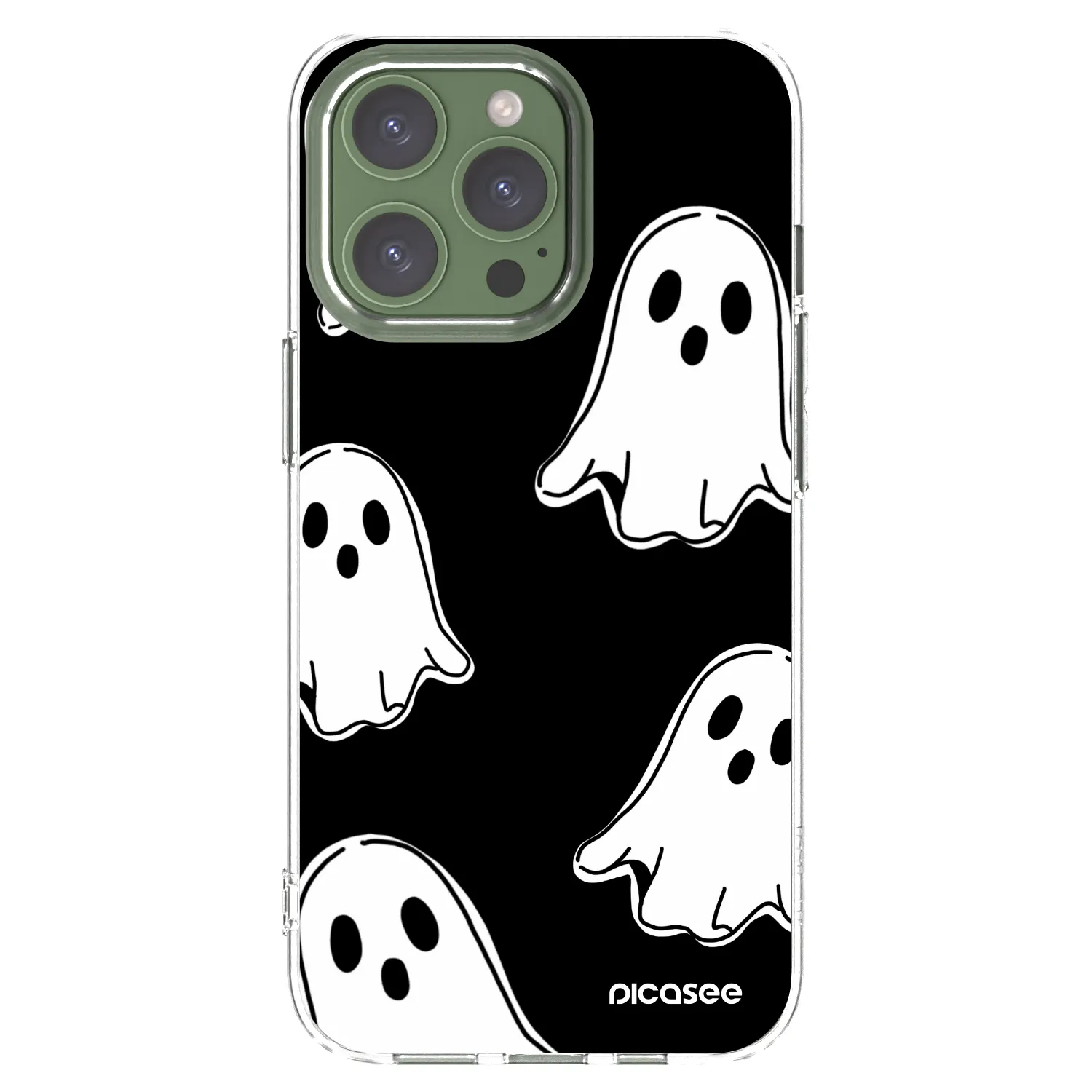 Picasee átlátszó szilikon tok az alábbi mobiltelefonokra Apple iPhone 13 Pro - Black ghosts