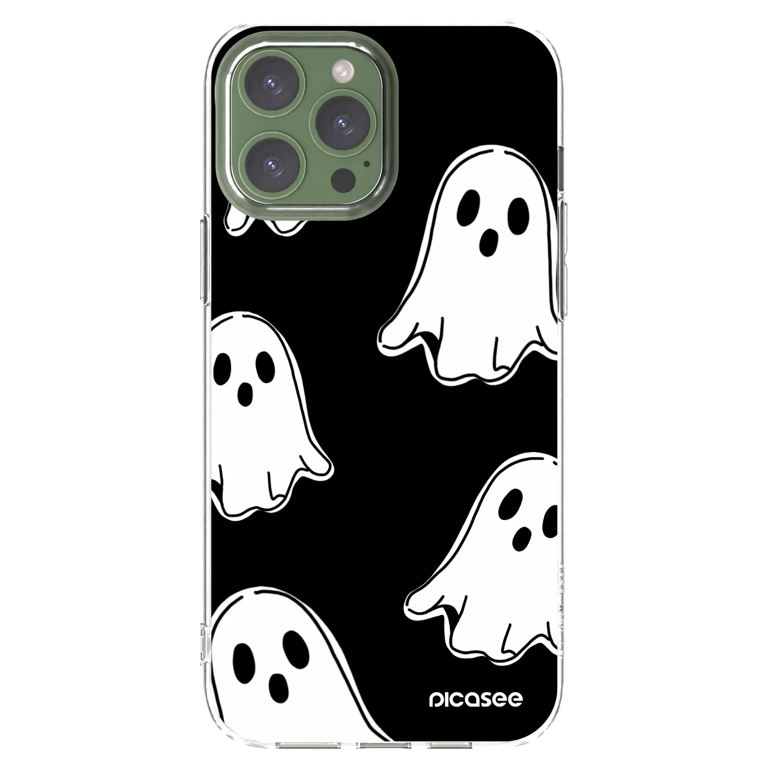 Picasee átlátszó szilikon tok az alábbi mobiltelefonokra Apple iPhone 13 Pro Max - Black ghosts